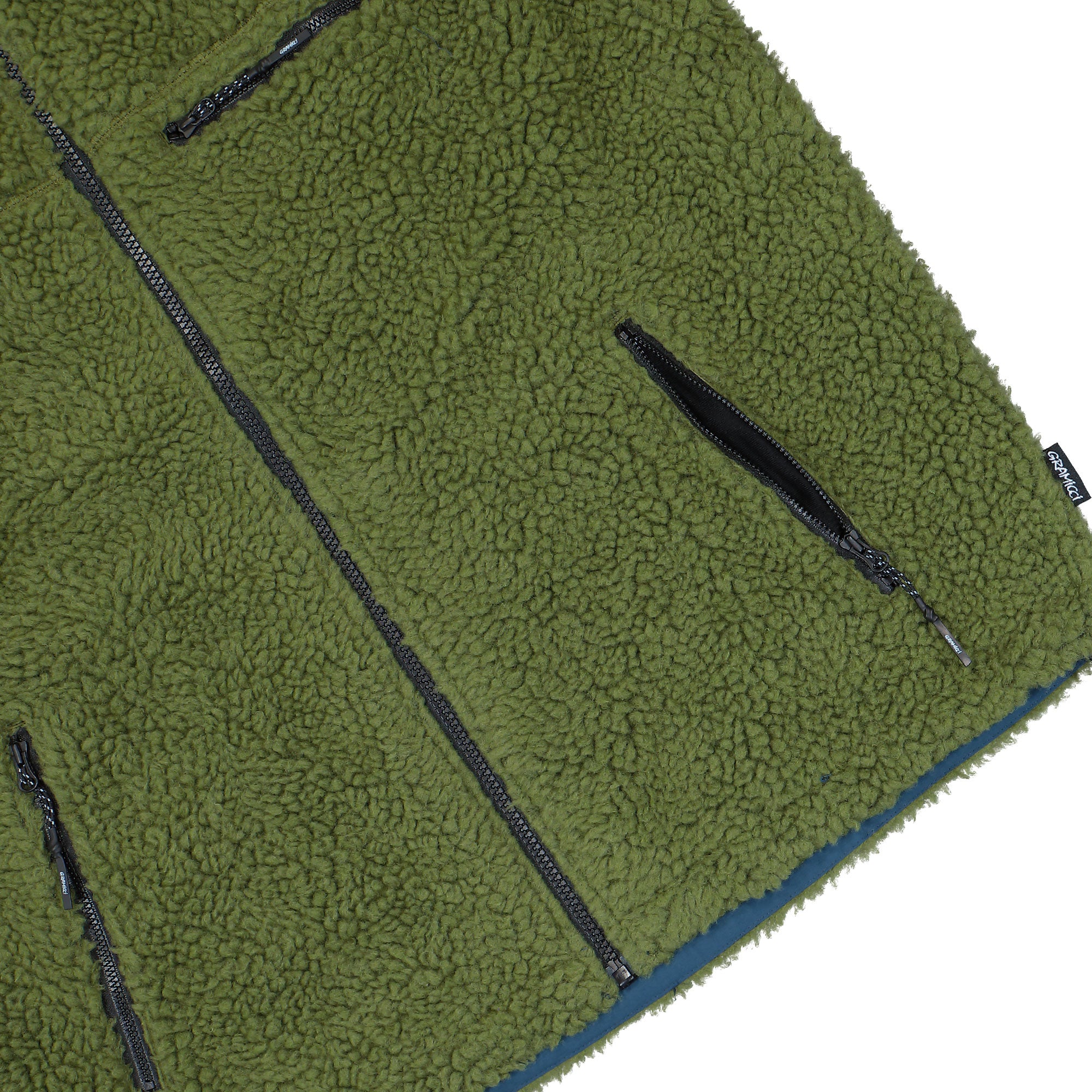 Gramicci Reversible Sherpa Vest Olive-Dusty Navy Vests G5FU-J015 Detail View 2 | Overkill