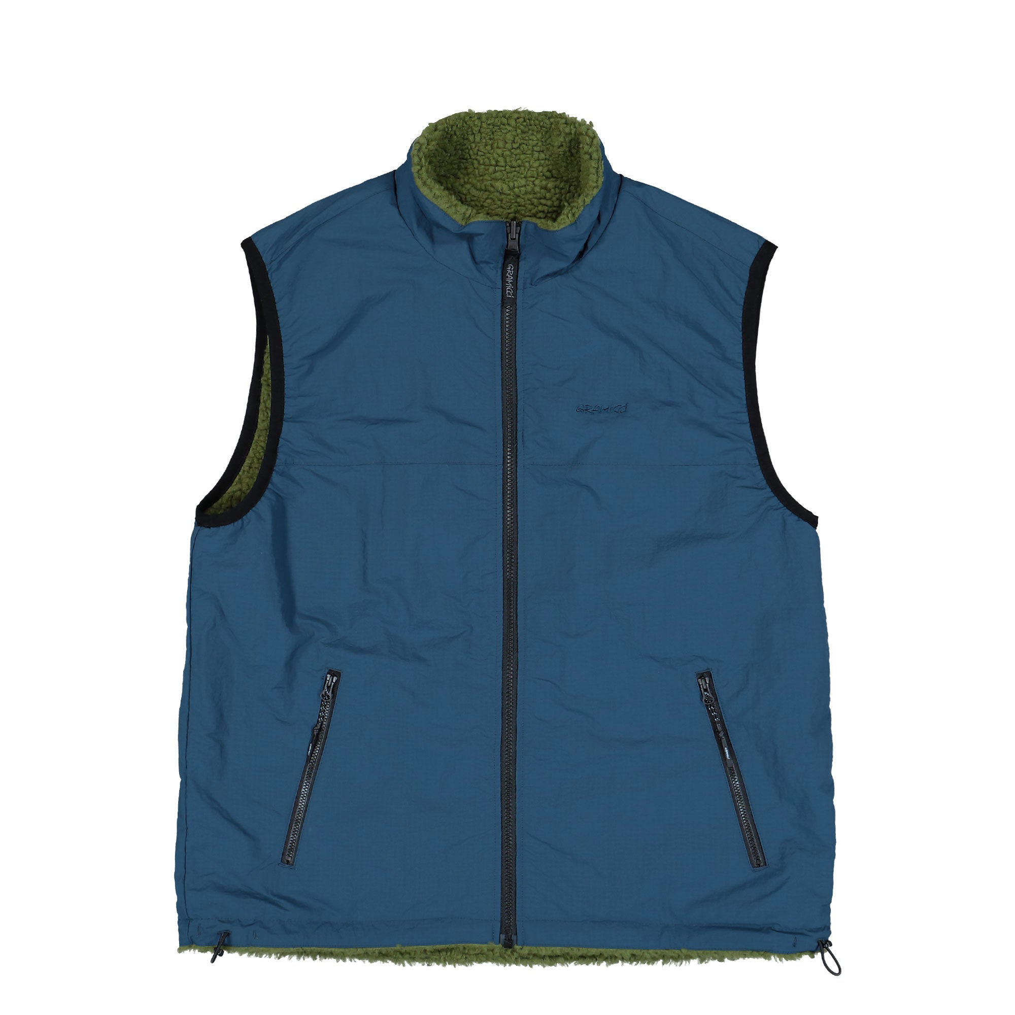 Gramicci Reversible Sherpa Vest Olive-Dusty Navy Vests G5FU-J015 Detail View 5 | Overkill