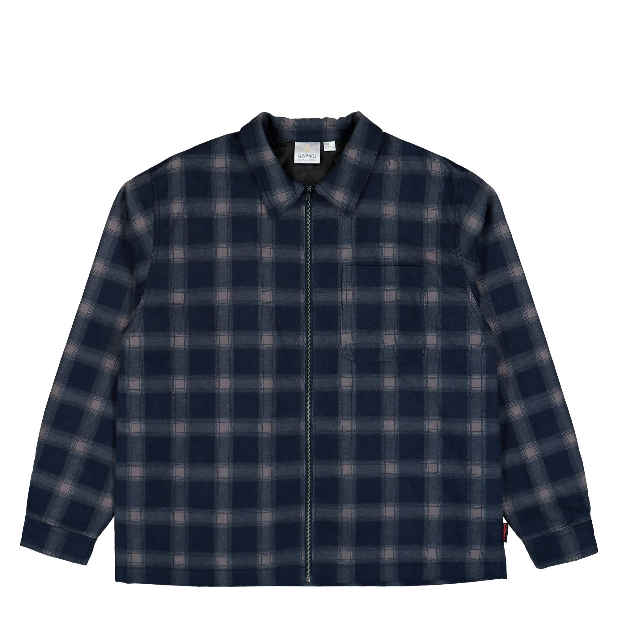 Gramicci Zip Up Insulated Flannel Shirt Navy Shadow Plaid Shirt G6FM-J052-Navy Shadow Plaid | Overkill
