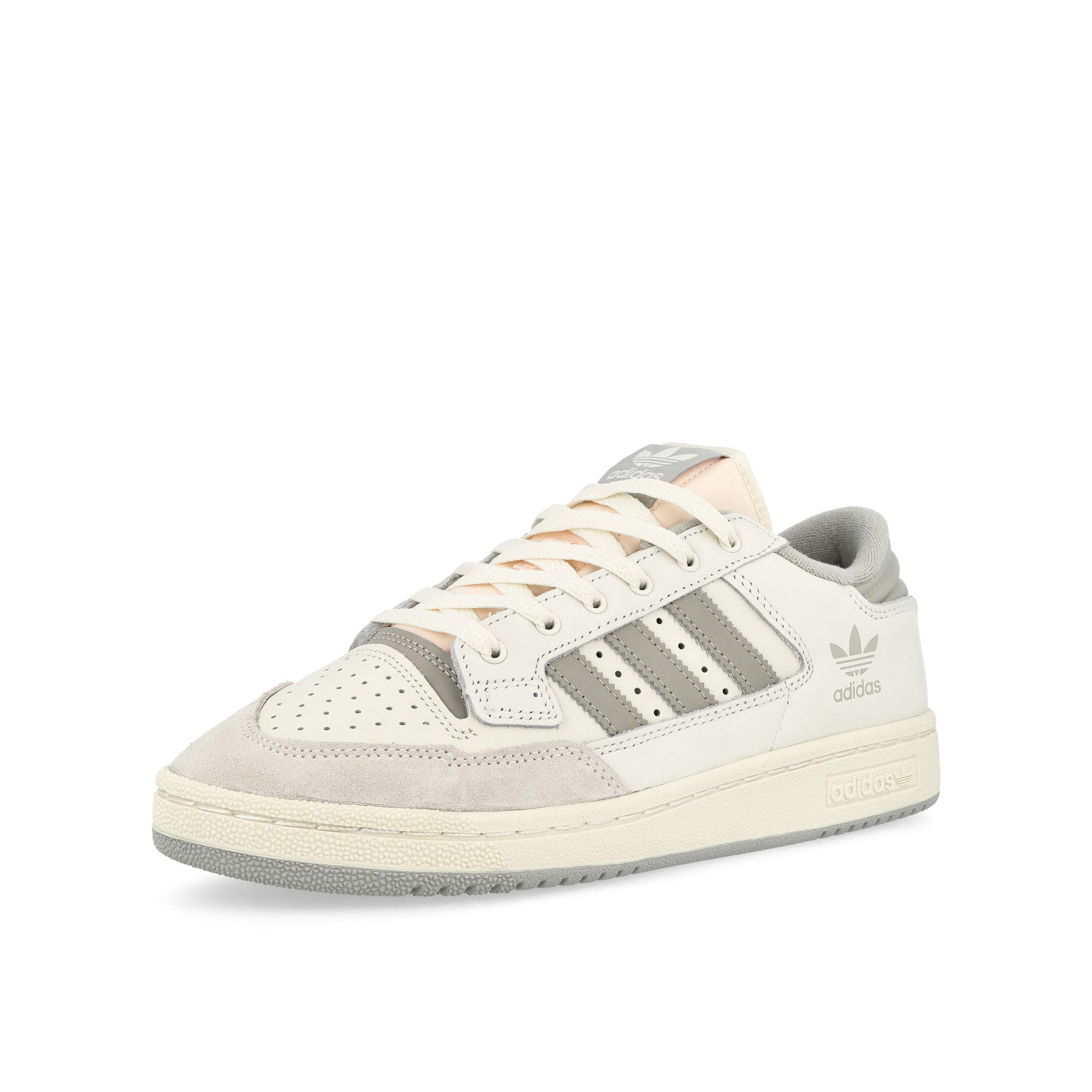 adidas Centennial 85 Lo Cloud White-Metal Grey-Cream White Low Top Sneakers Close Up | Overkill