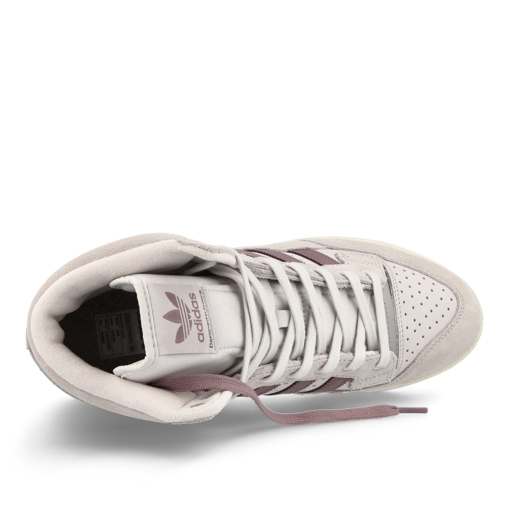 adidas Centennial 85 Hi Crystal White-Purple-Burgundy High Top Sneakers Detailfoto | Overkill