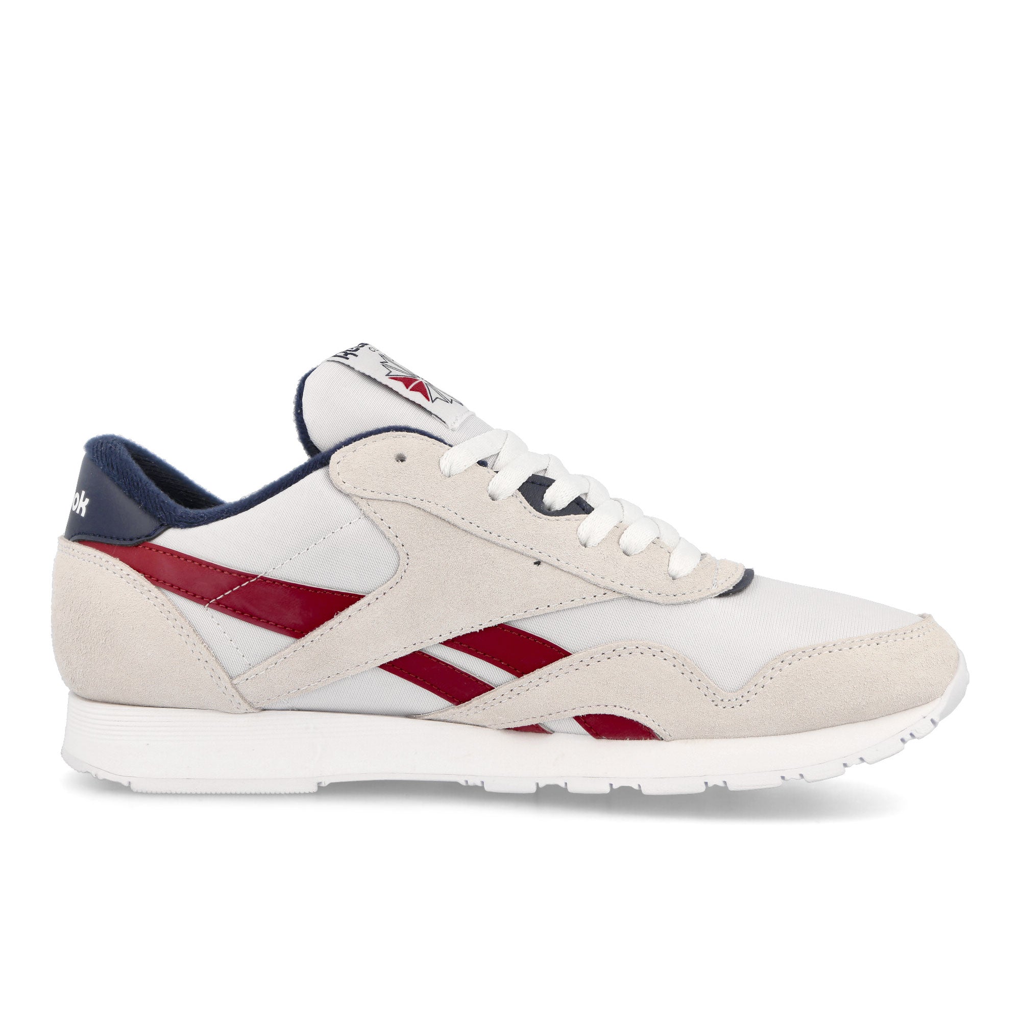 Reebok Classic Nylon Cloud White / Flash Red / Vector Navy Low Top Sneakers Silhouette | Overkill