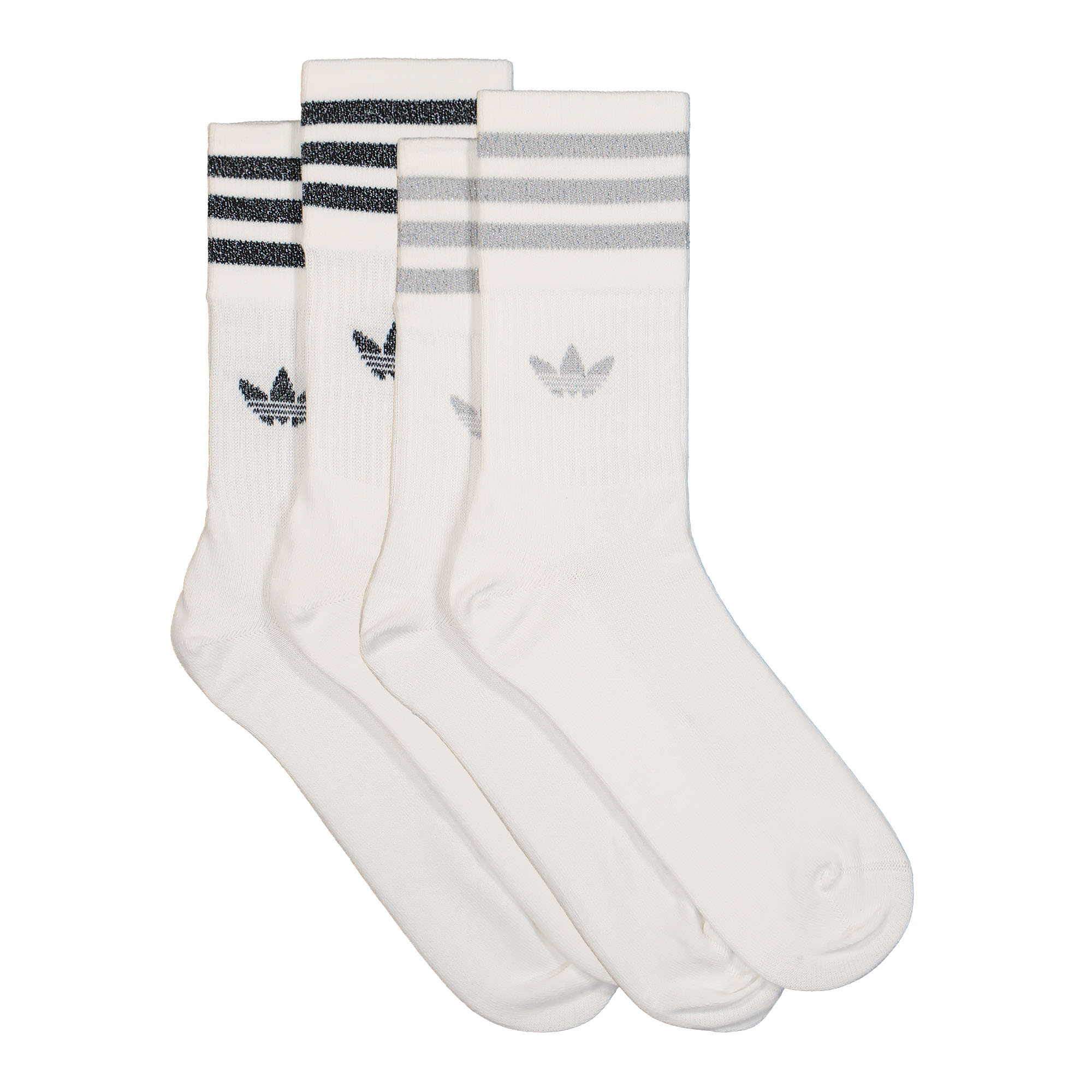 adidas Mid Cut Glitter Crew Socks White / Grey Two / Black Socks Material | Overkill