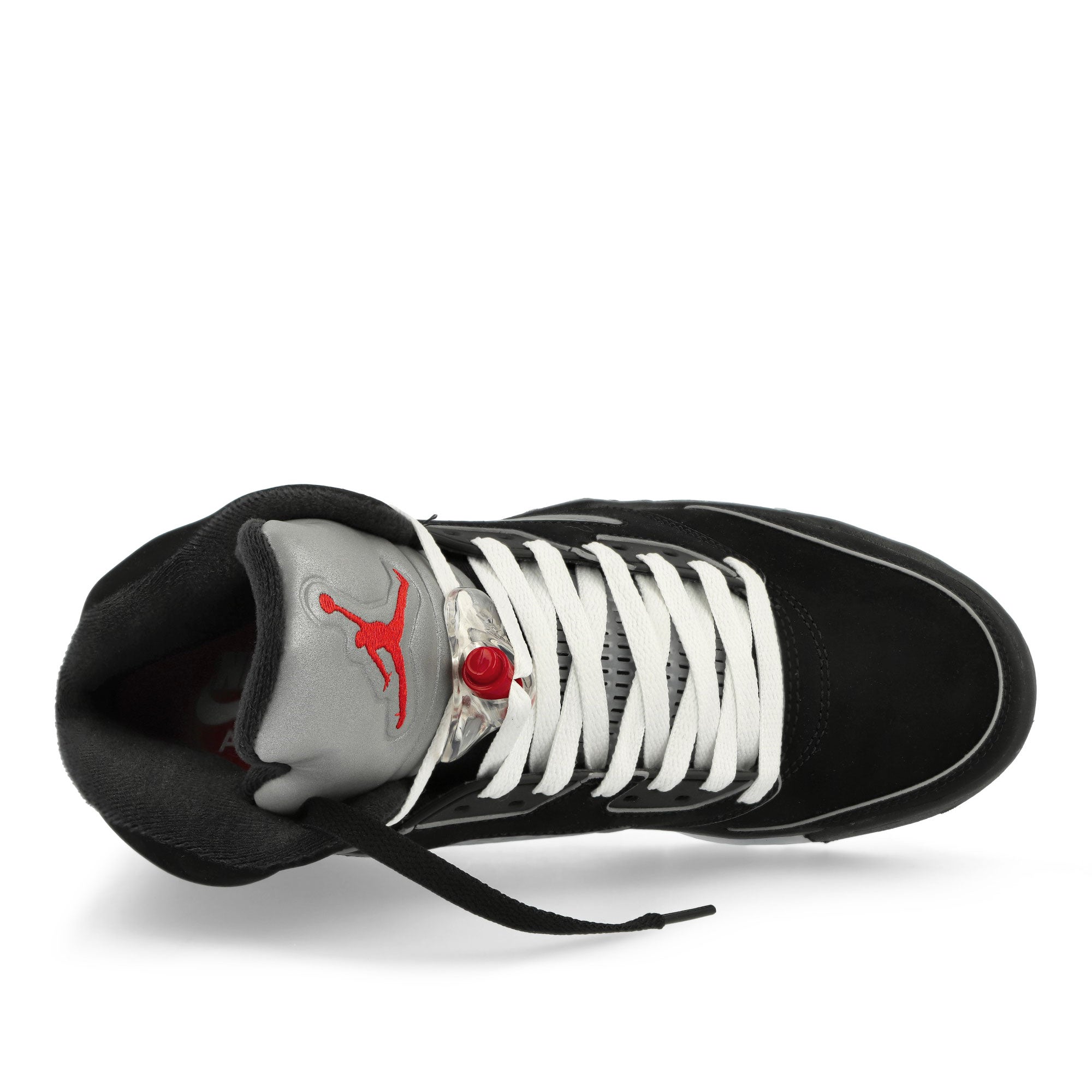 Jordan Air Jordan 5 Retro Black / White - Metallic Silver - Fire Red High Top Sneakers Detail View 1 | Overkill
