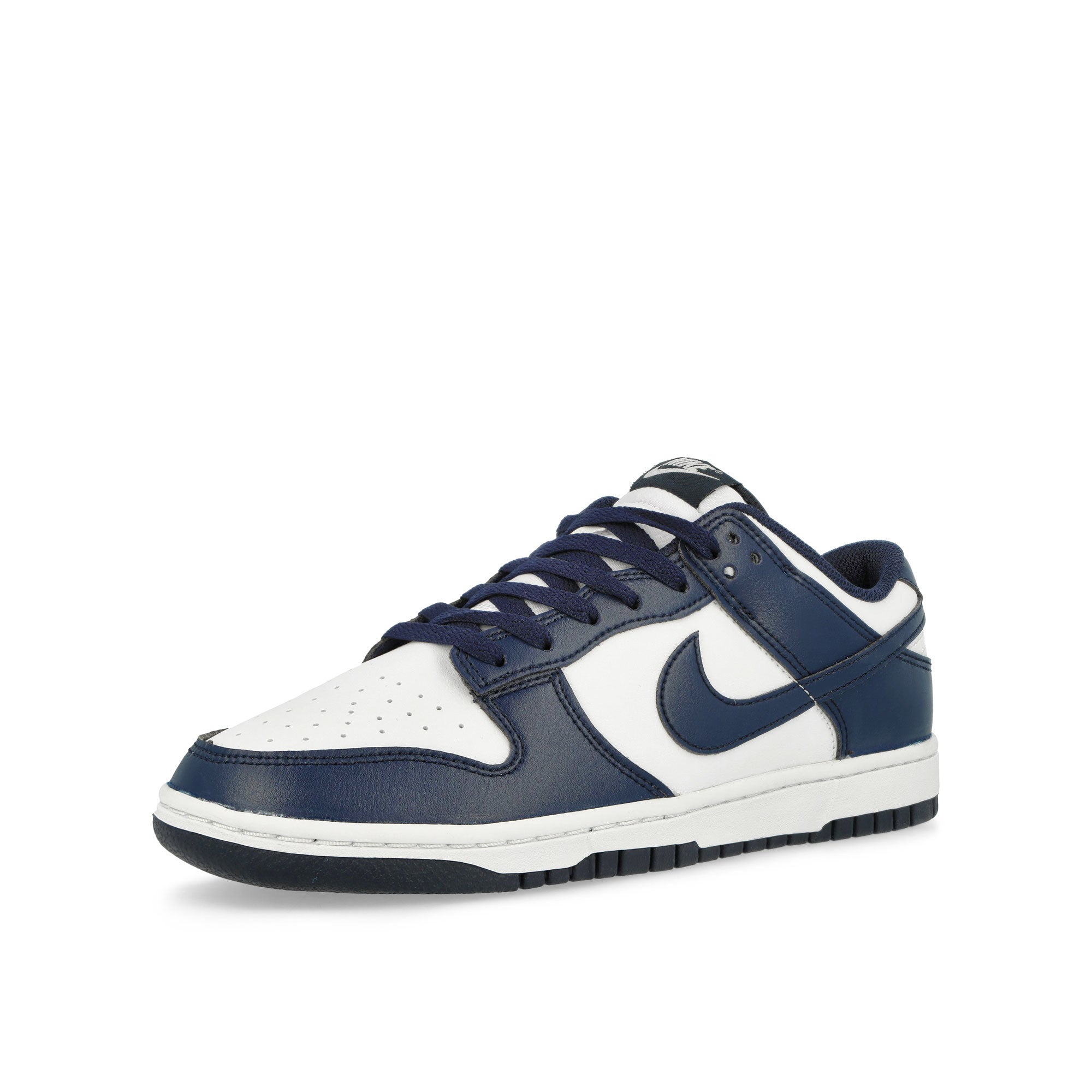 Nike Dunk Low Retro White / Midnight Navy - White Low Top Sneakers Close Up | Overkill