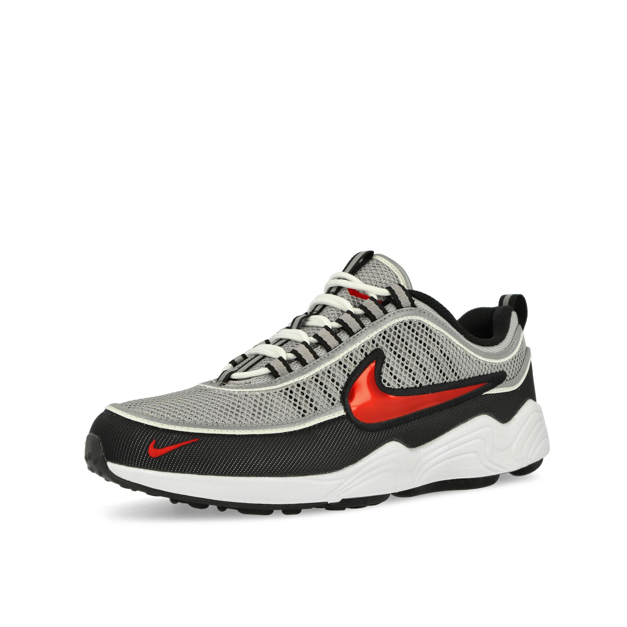 Nike Air Zoom Spiridon SP Metallic Silver / Sport Red - Black - White Low Top Sneakers Close Up | Overkill
