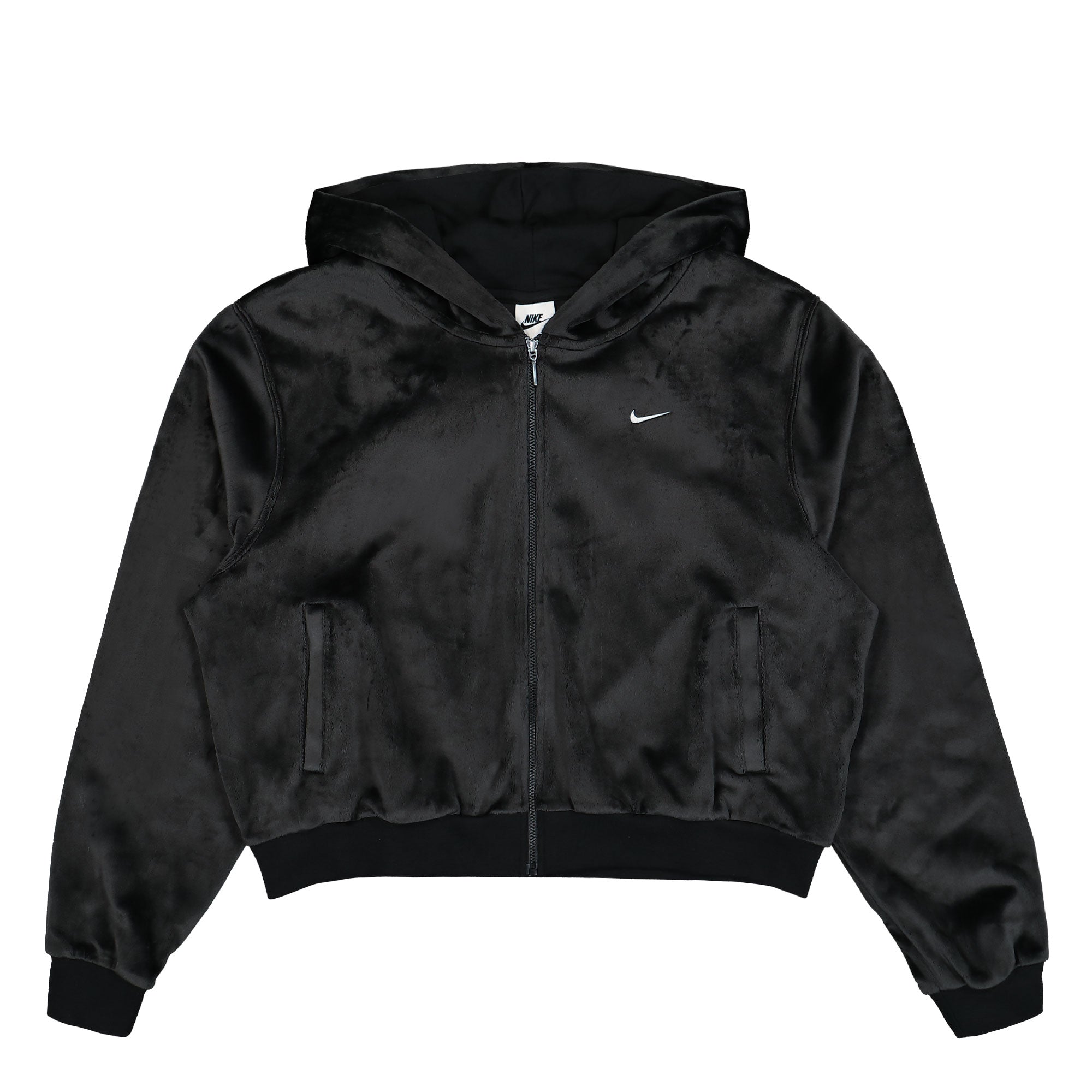 Nike W Sportswear Chill Knit Loose Velour Full Zip Hoodie Black / Sail Hoodies HJ0954 010 | Overkill