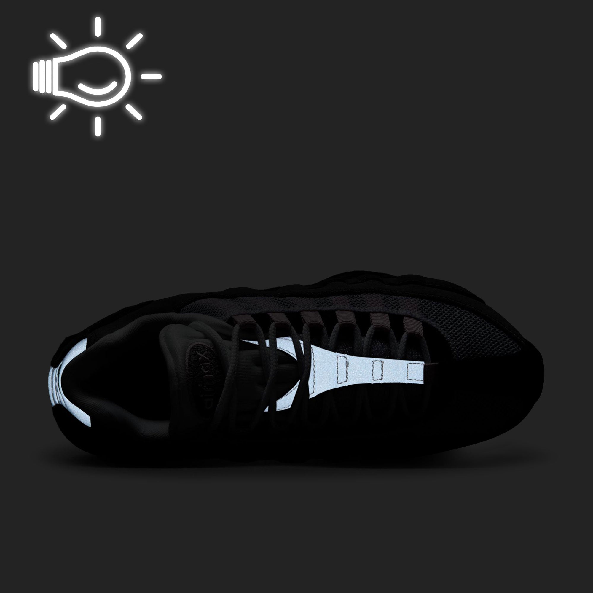 Nike W Air Max 95 OG Black / Pink Foam-White-Reflect Silver Low Top Sneakers Detail View 3 | Overkill