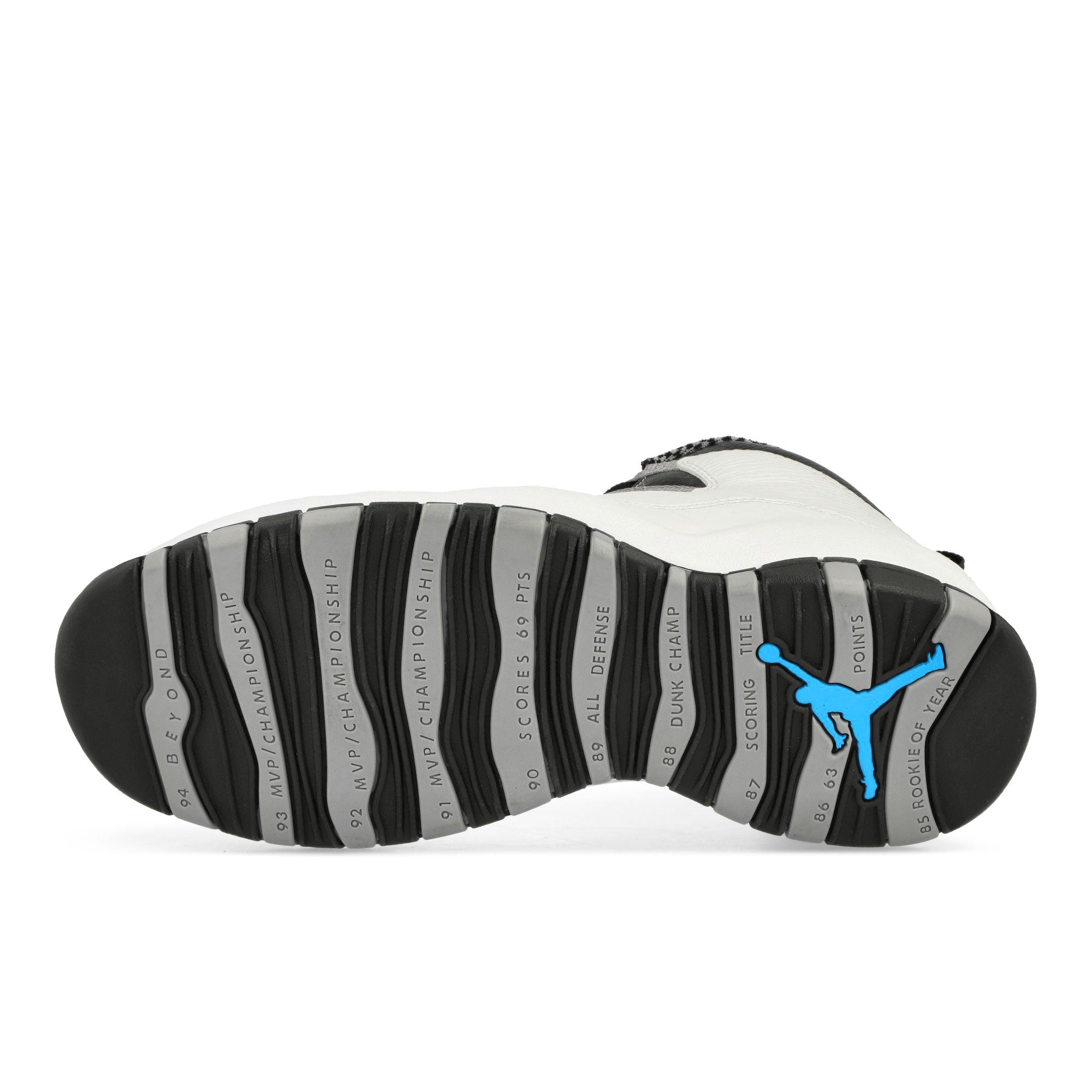 Air Jordan 10 Retro Steel White / Black - Light Steel Grey - Dark Powder Blue High Top Sneakers HJ6779 104 Detail View 1 | Overkill