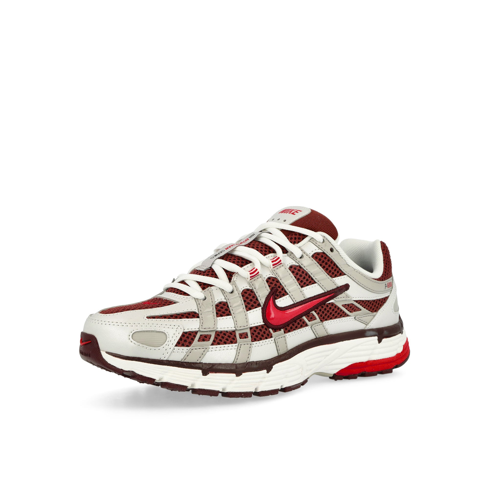 Nike W P-6000 Metallic Summit White / Fire Red - Dark Pony Low Top Sneakers Close Up | Overkill