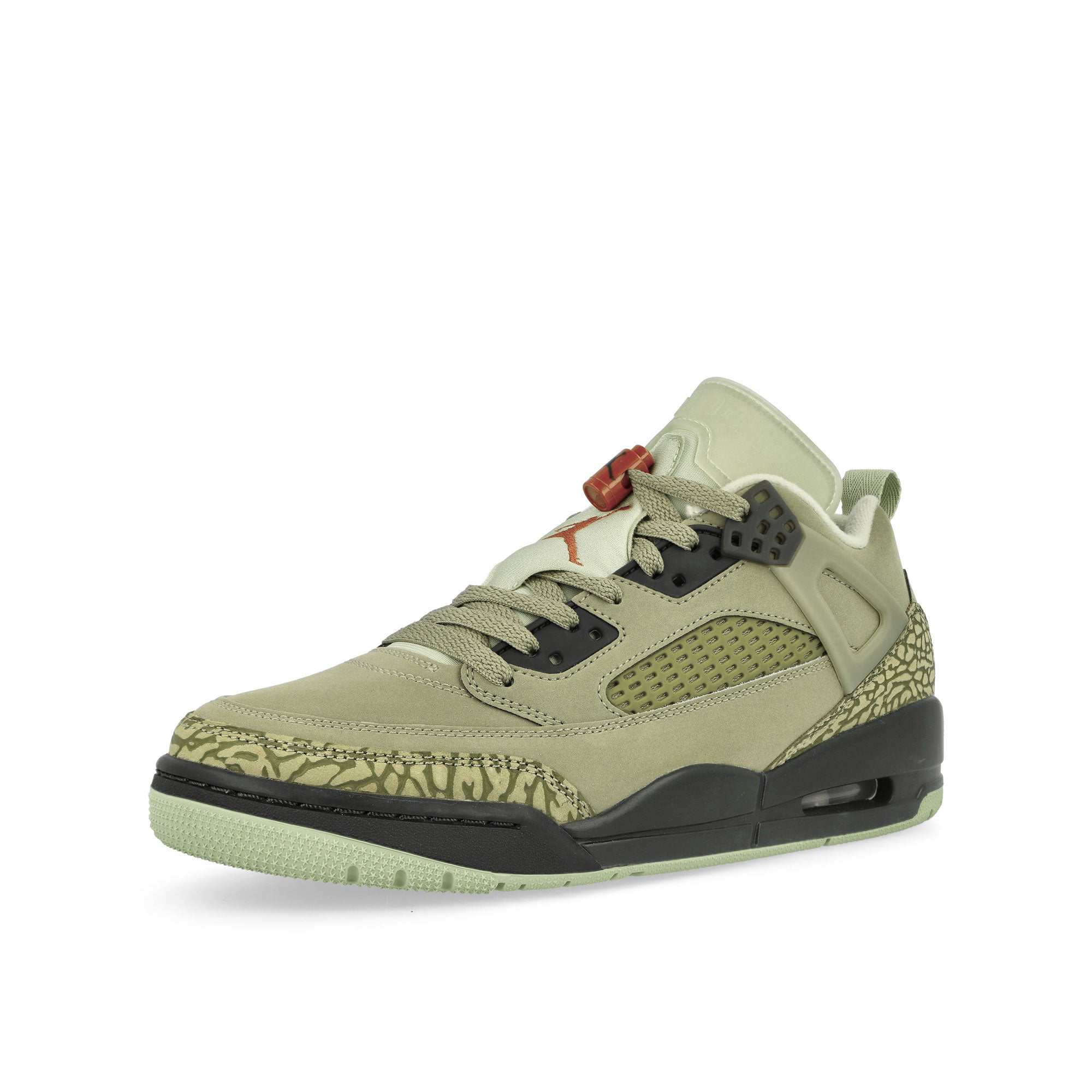 Jordan Spizike Low Neutral Olive / Dark Russet - Olive Aura Low Top Sneakers Close Up | Overkill