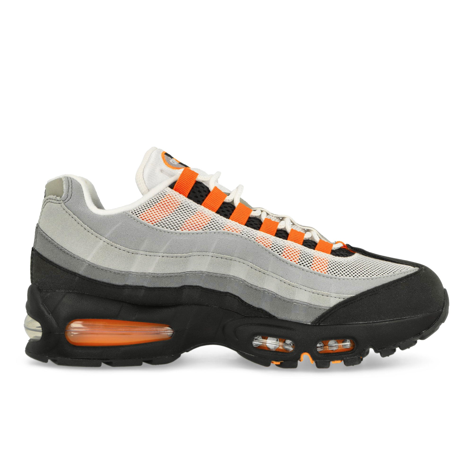 Nike Air Max 95 OG Black / Bright Mandarin - Cool Grey - White Low Top Sneakers Silhouette | Overkill