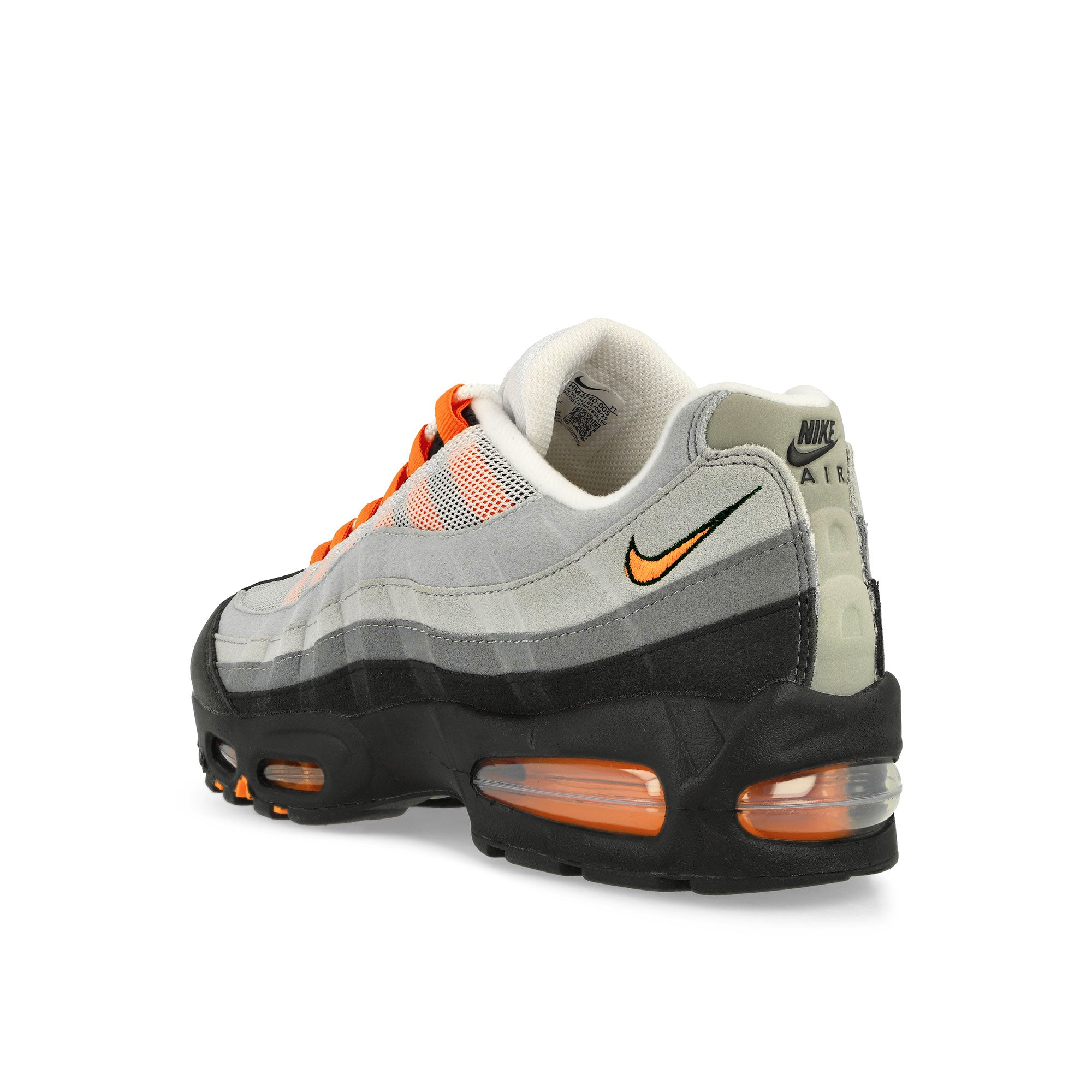 Nike Air Max 95 OG Black / Bright Mandarin - Cool Grey - White Low Top Sneakers Material | Overkill