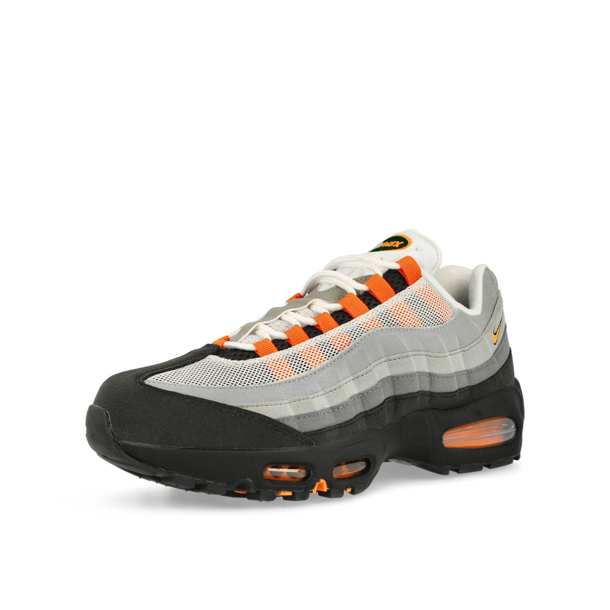 Nike Air Max 95 OG Black / Bright Mandarin - Cool Grey - White Low Top Sneakers Close Up | Overkill