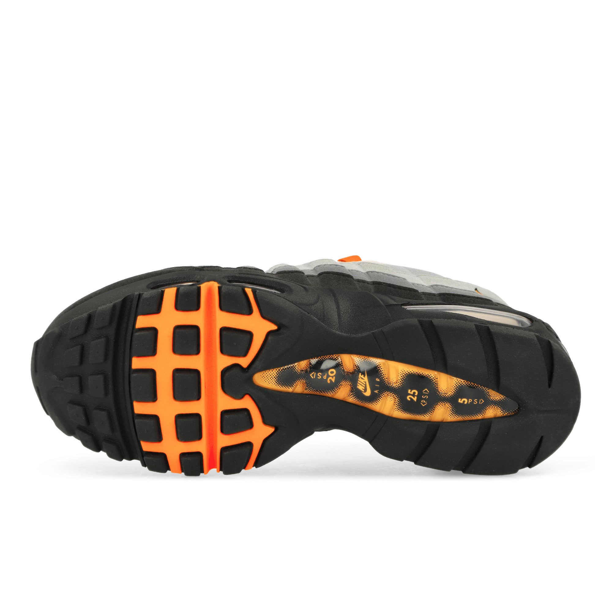 Nike Air Max 95 OG Black / Bright Mandarin - Cool Grey - White Low Top Sneakers Detail View 1 | Overkill