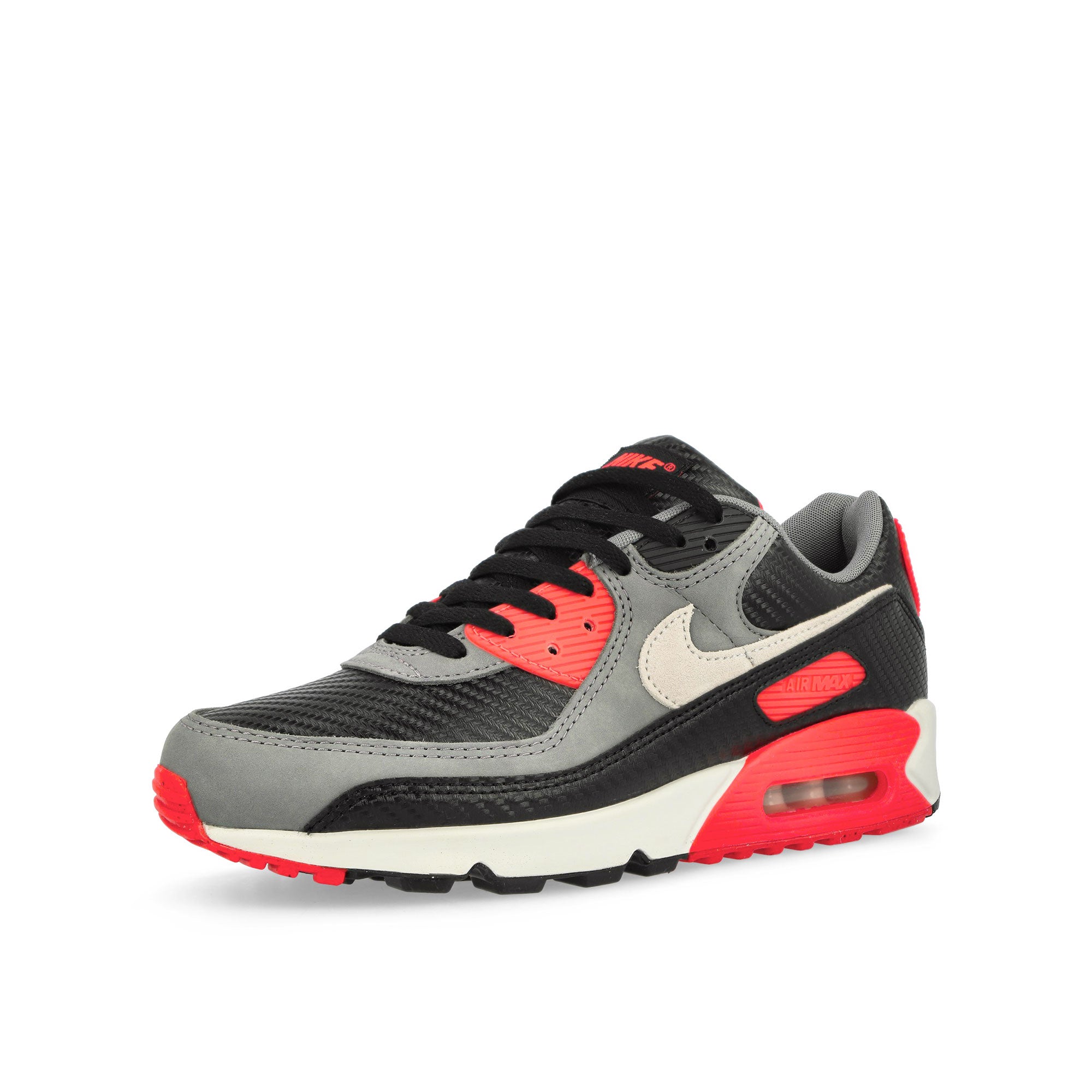 Nike Air Max 90 Premium Black / Photon Dust-Cool Grey Low Top Sneakers Close Up | Overkill
