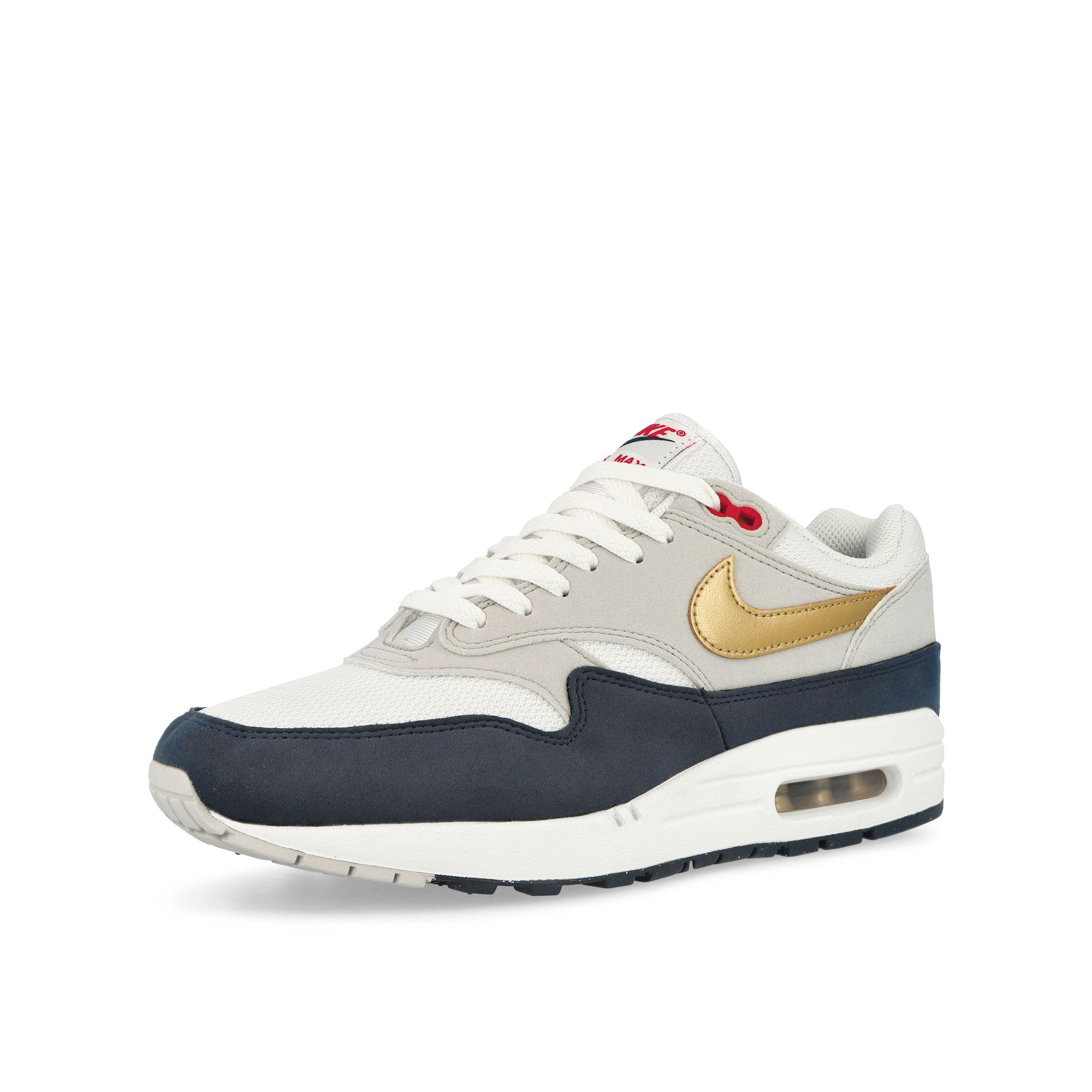 Nike Air Max 1 Obsidian / Metallic Gold - White Low Top Sneakers Close Up | Overkill