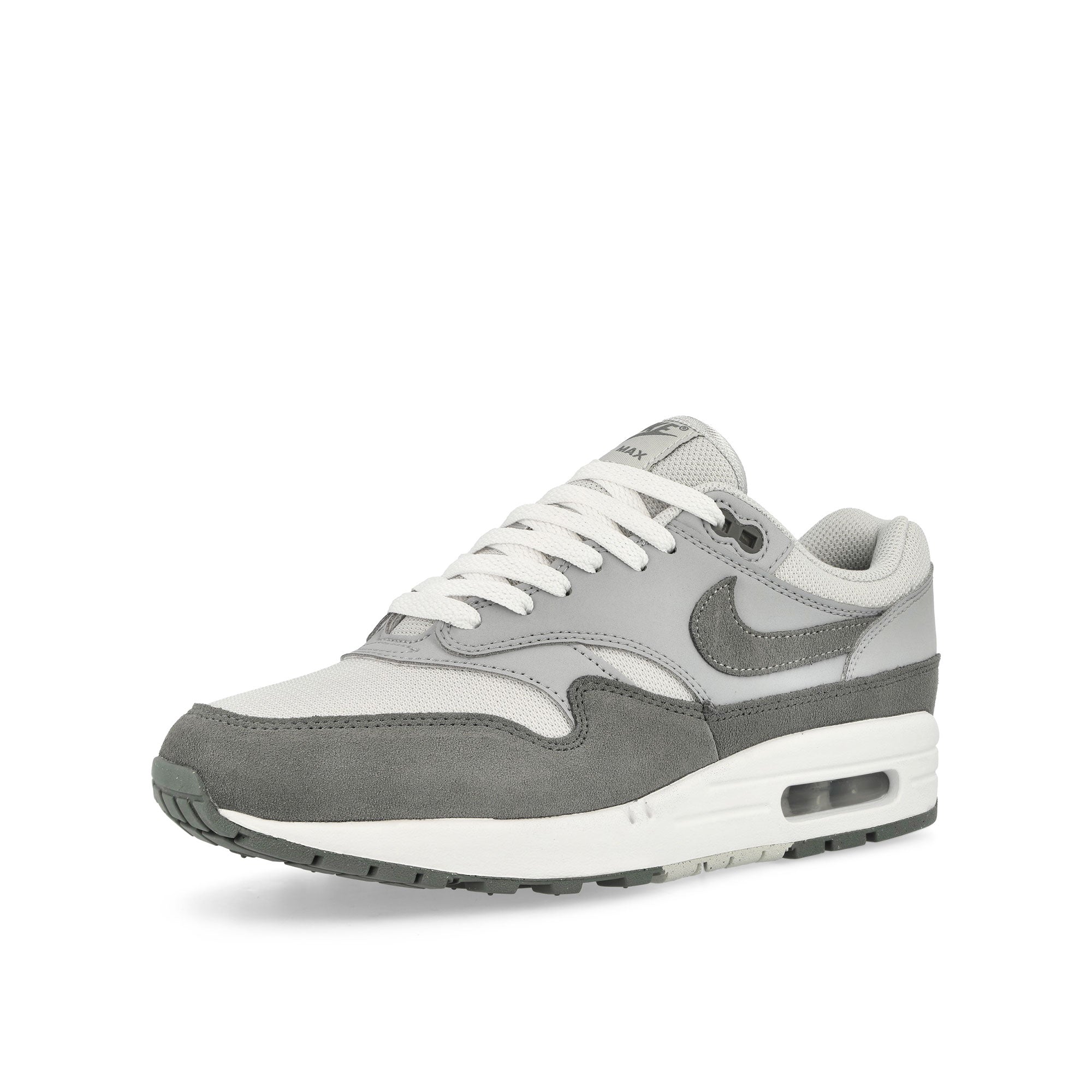 Nike Air Max 1 Photon Dust / Smoke Grey - Wolf Grey - White Low Top Sneakers Close Up | Overkill