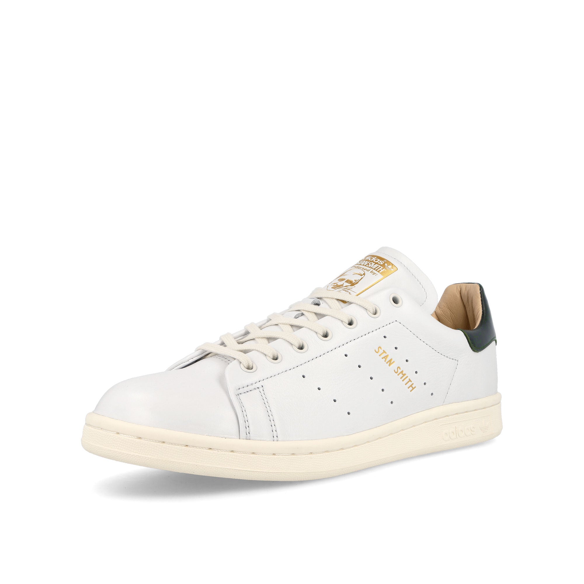 adidas Stan Smith Lux Crystal White-Off White-Shadow Green Low Top Sneakers Close Up | Overkill