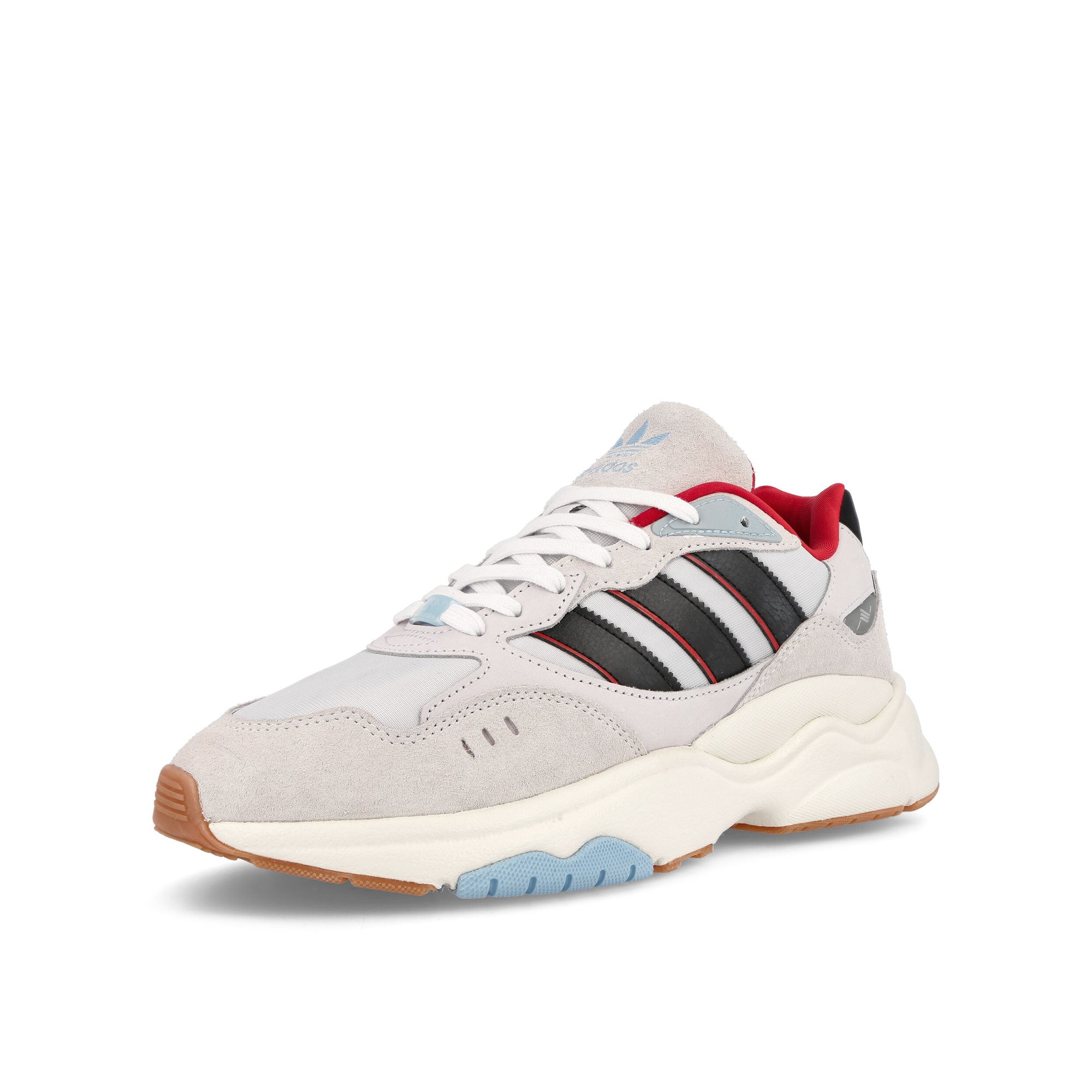 adidas Retropy F90 Dash Grey-Core Black-Better Scarlet Sneakers Close Up | Overkill