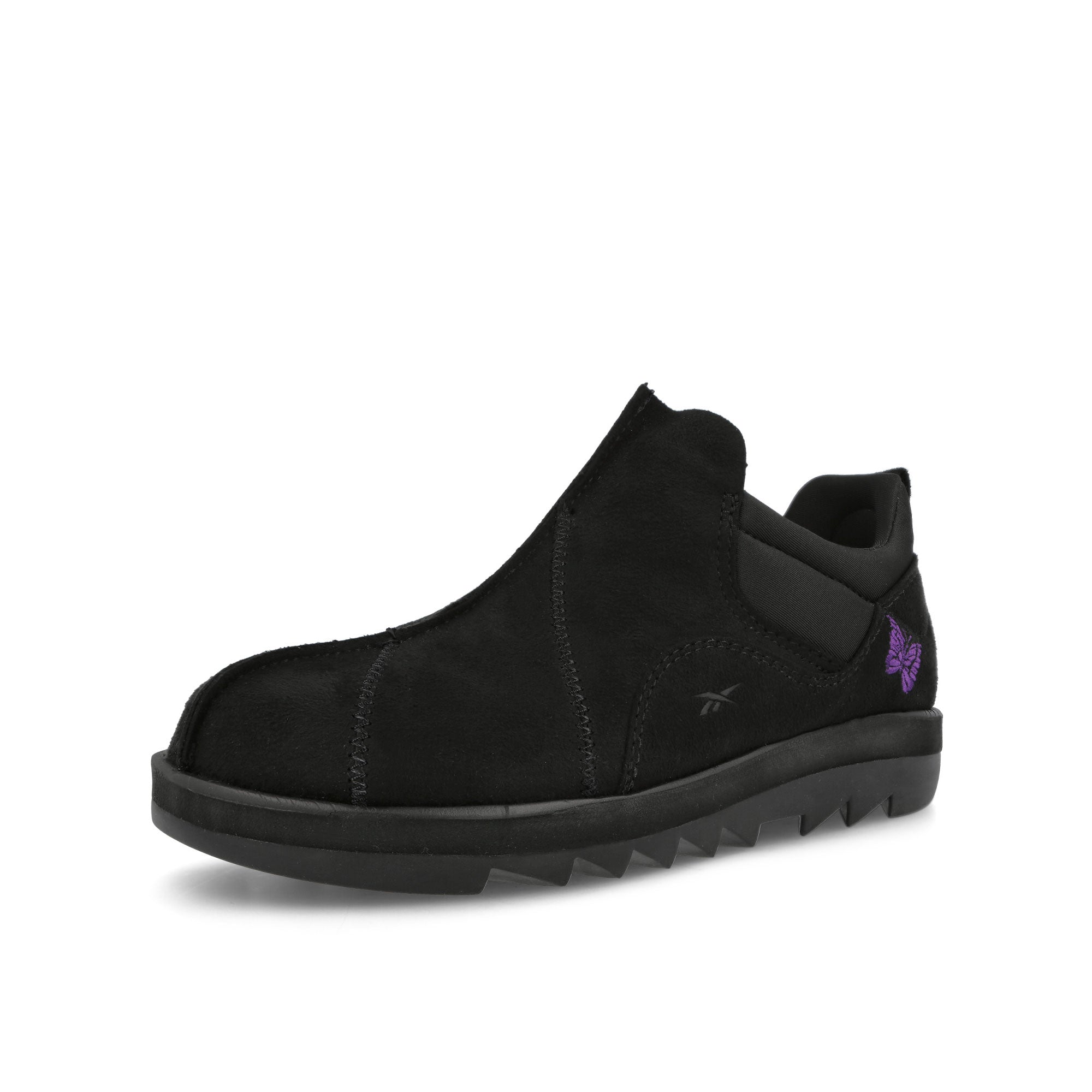 Reebok Beatnik Moc Core Black / Core Black / Purple Low Top Sneakers Close Up | Overkill