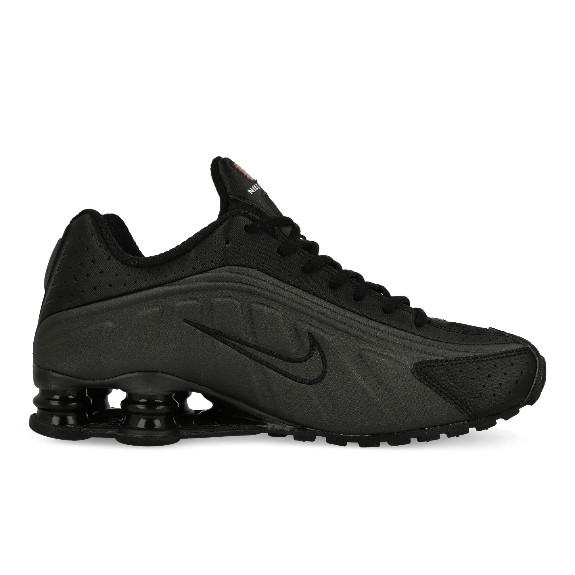 Nike Shox R4 Black / Black - Black - Bright Crimson Low Top Sneakers Silhouette | Overkill