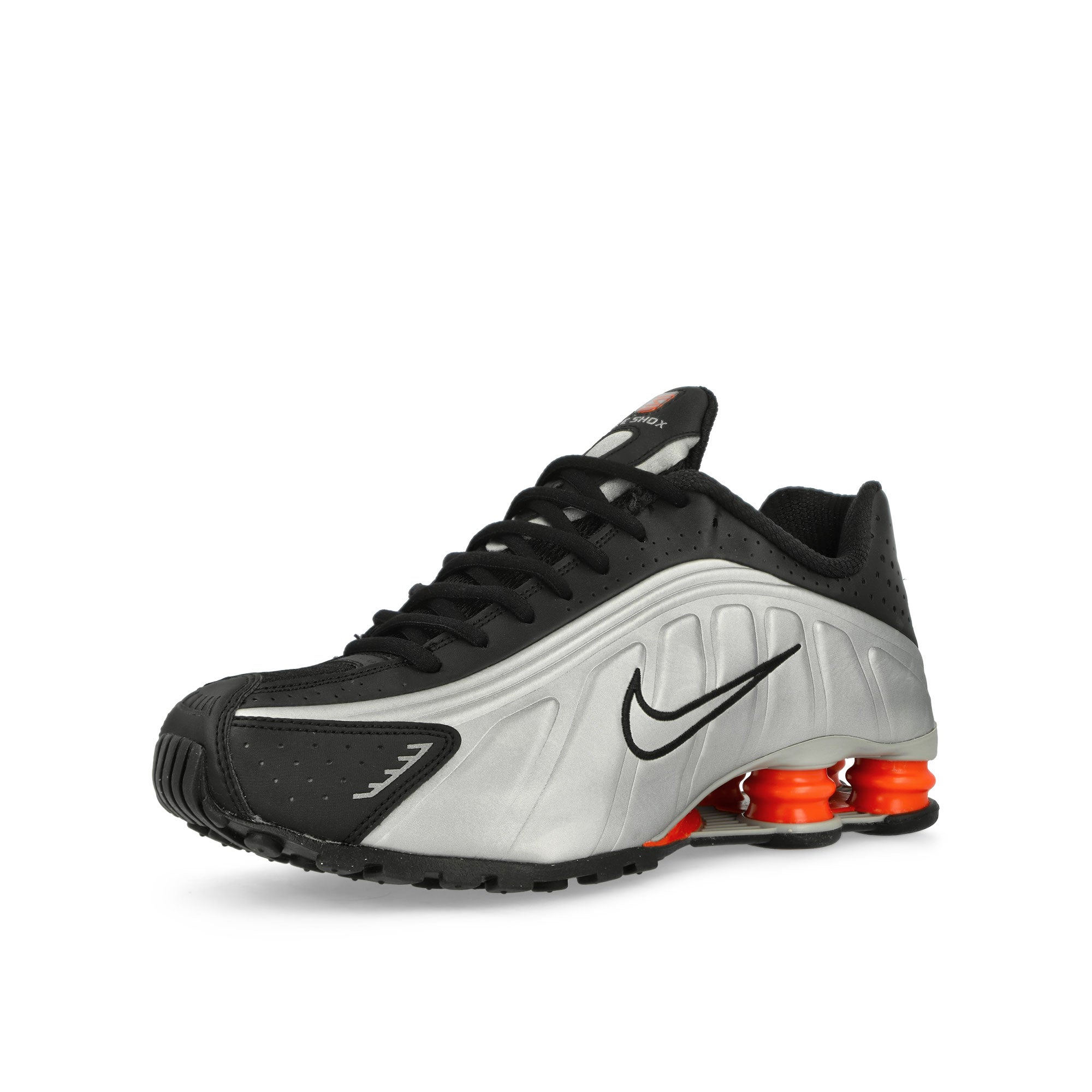 Nike Shox R4 Metallic Silver / Metallic Silver-Black Low Top Sneakers Close Up | Overkill
