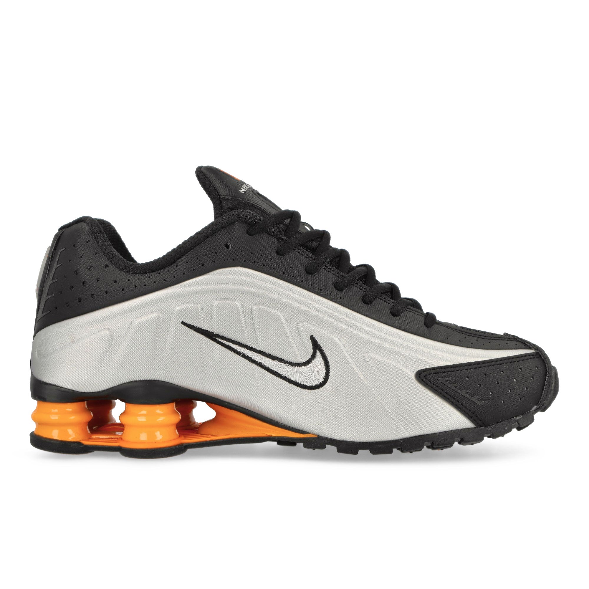 Nike Shox R4 Black / Vast Grey - Bright Mandarin Low Top Sneakers Silhouette | Overkill