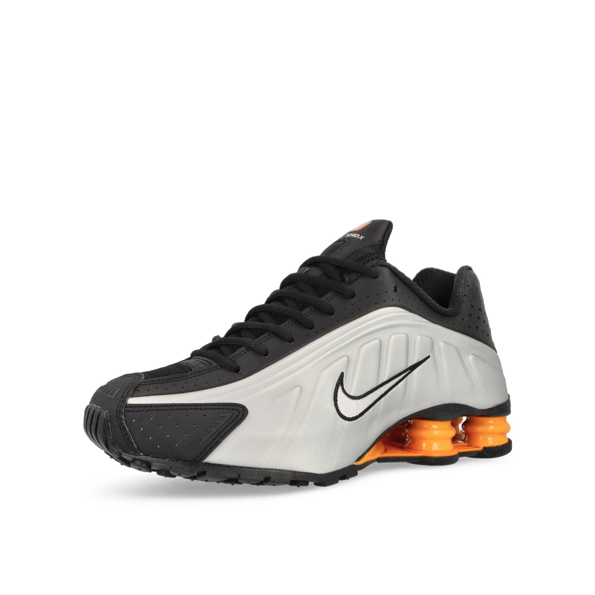 Nike Shox R4 Black / Vast Grey - Bright Mandarin Low Top Sneakers Close Up | Overkill