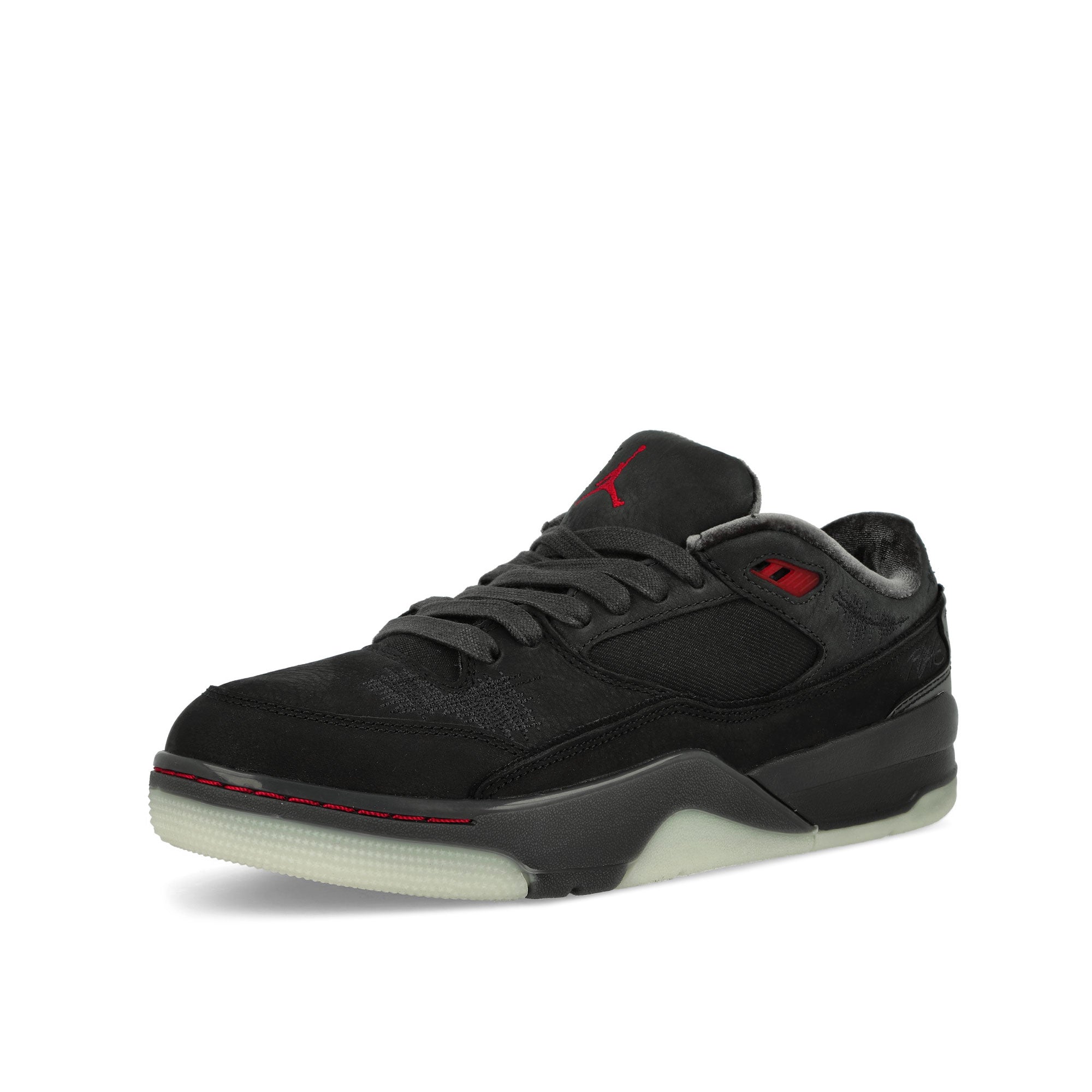Jordan Wmns Flight Court SP Black / Varsity-Red-Off-Noir-Musl Low Top Sneakers Close Up | Overkill