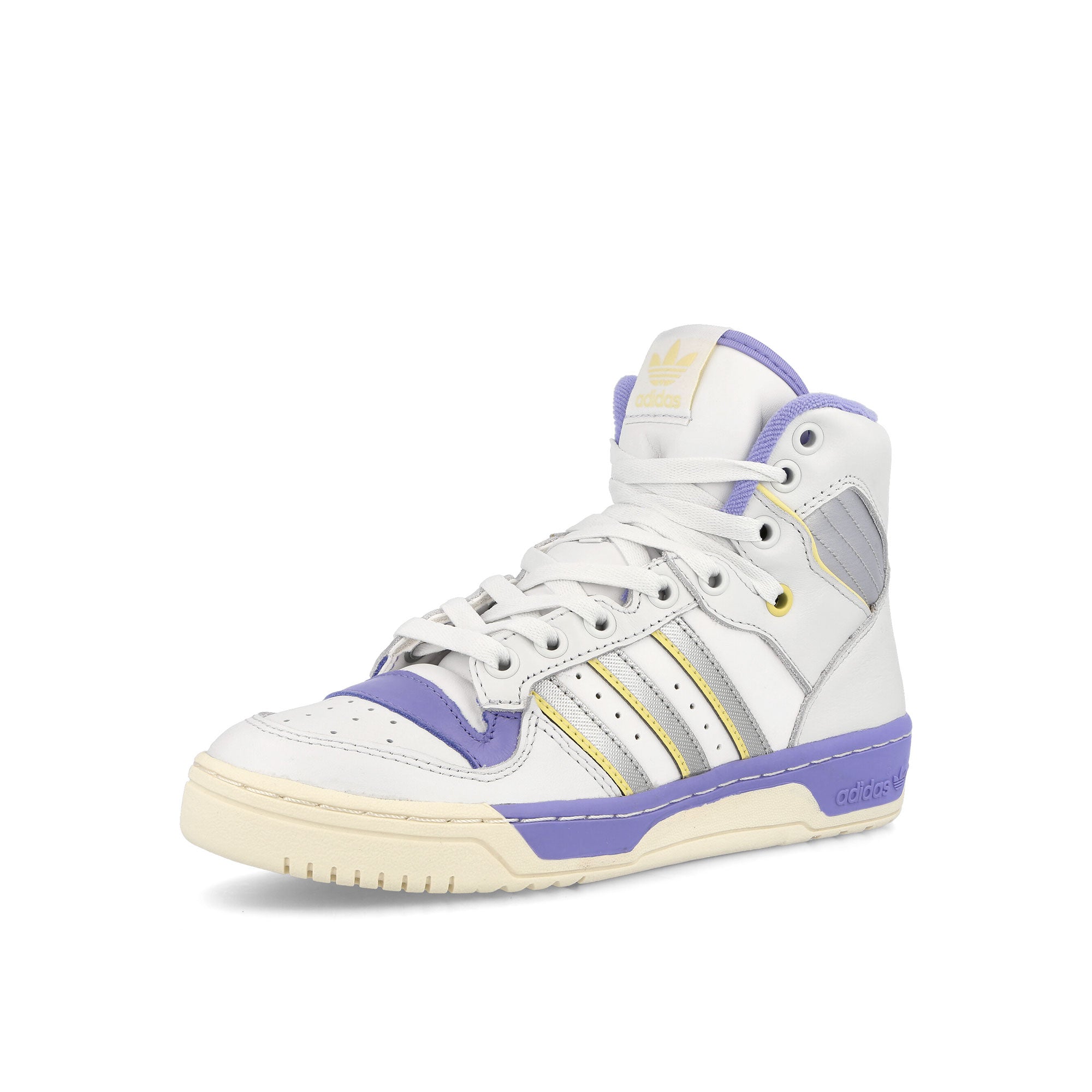 adidas Rivalry Hi W Crystal White-Silver Metallic-Chalk White High Top Sneakers Close Up | Overkill