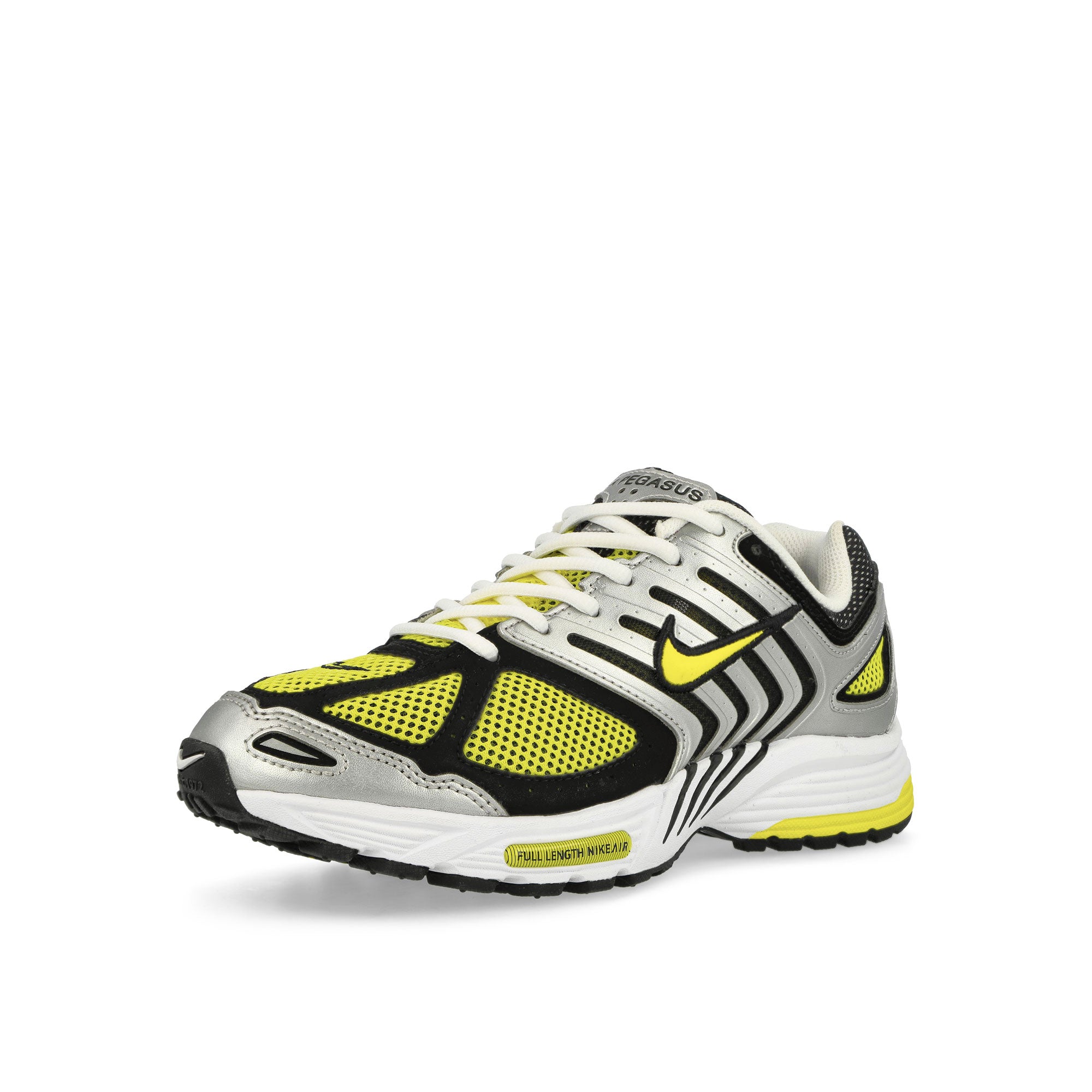 Nike W Air Pegasus 2005 White / Opti Yellow - Metallic Silver - Black Low Top Sneakers Close Up | Overkill