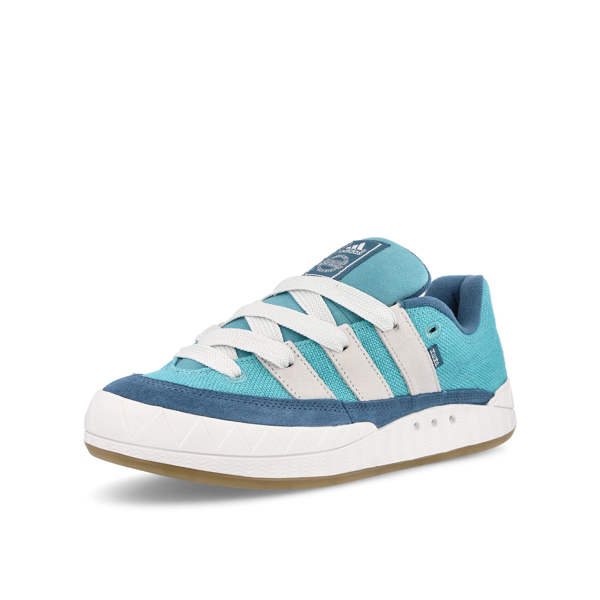adidas Adimatic Preloved Blue-Crystal White-Gum Low Top Sneakers Close Up | Overkill
