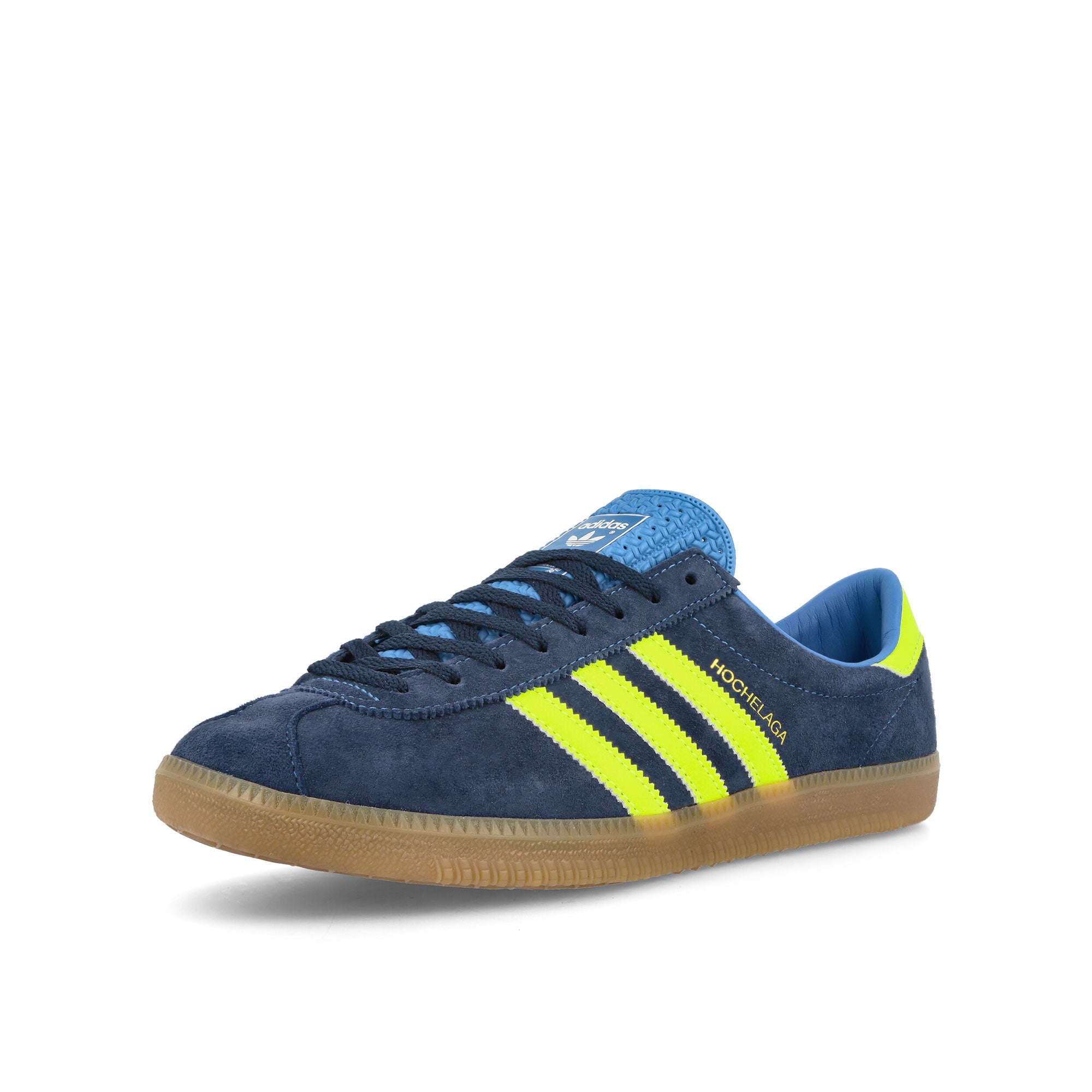 adidas Hochelaga SPZL Night Indigo-Solar Yellow-Blue Bird Sneakers Close Up | Overkill