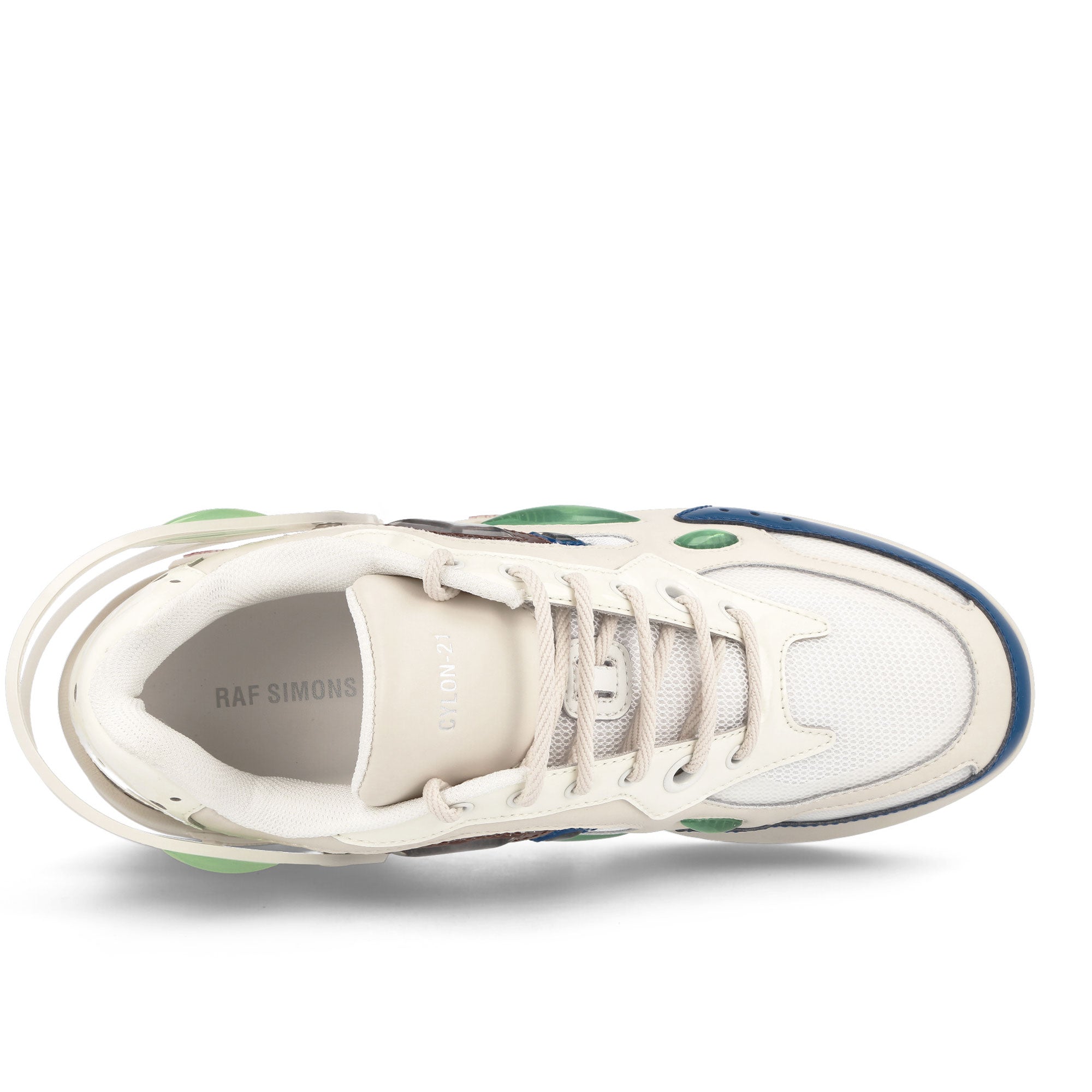 Raf Simons Cylon-21 Cream Brown Blue Low Top Sneakers Detailfoto | Overkill
