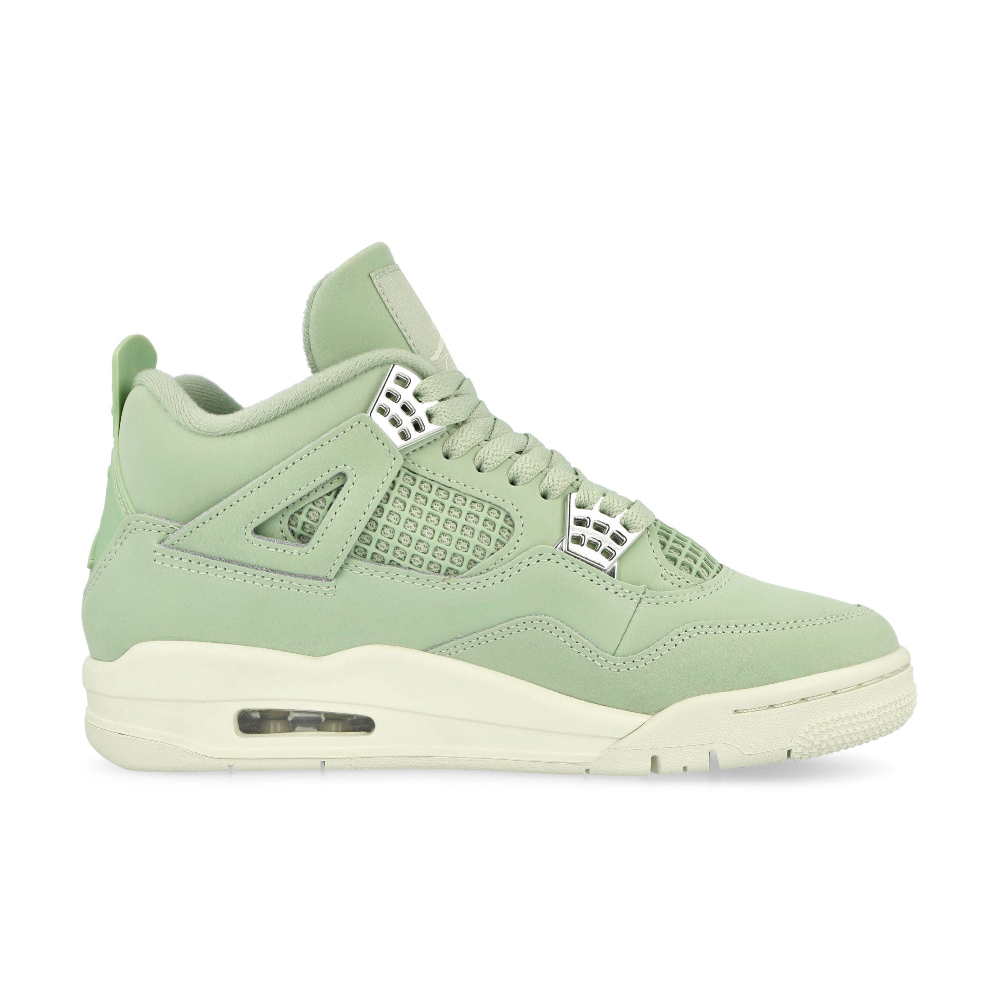 Jordan Wmns Air Jordan 4 Seafoam / Sail - Metallic Silver Mid Top Sneakers Silhouette | Overkill
