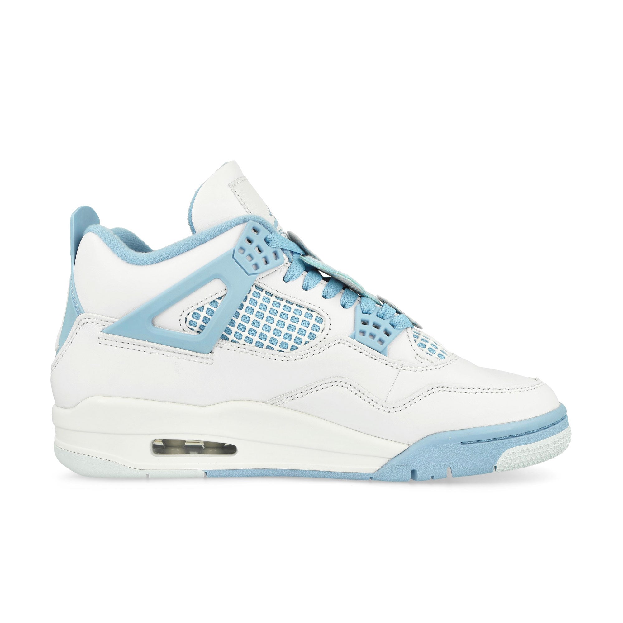 Jordan Wmns Air Jordan 4 Retro White / Aluminum-Blue Tint-Oil Green High Top Sneakers Silhouette | Overkill