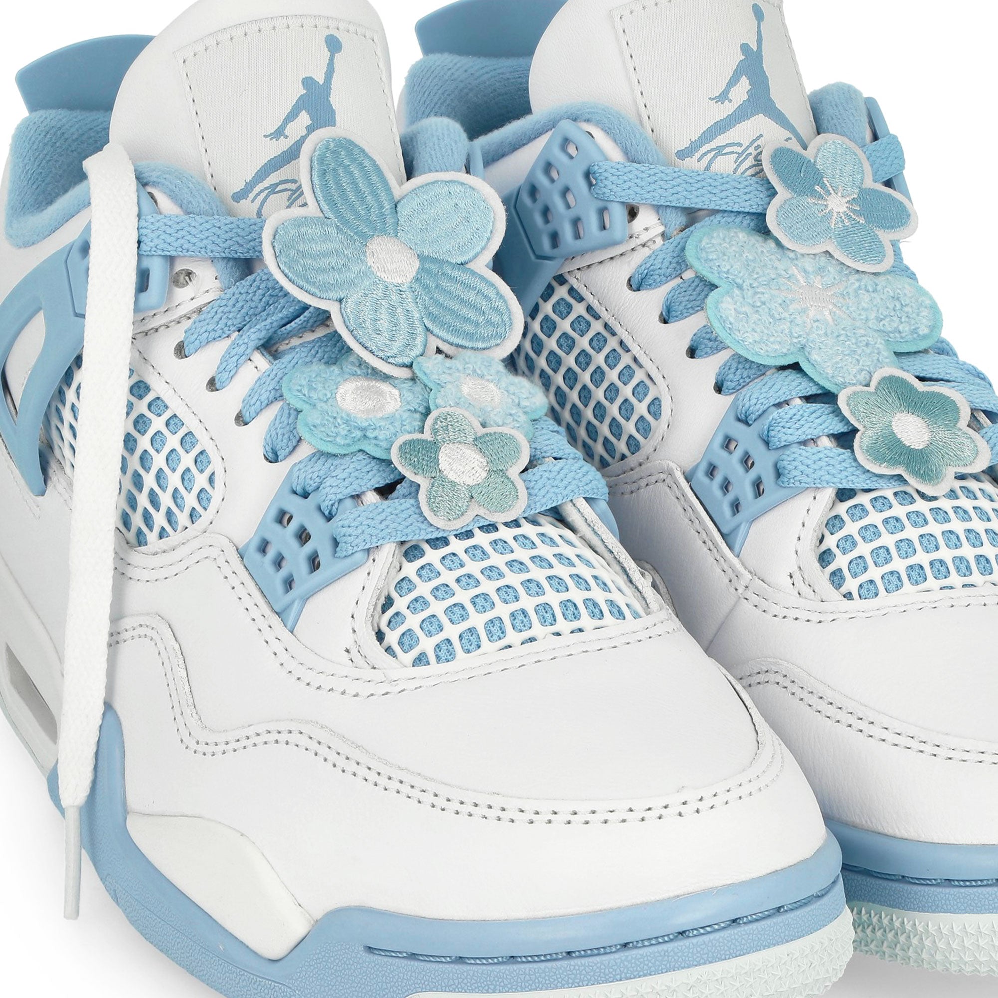 Jordan Wmns Air Jordan 4 Retro White / Aluminum-Blue Tint-Oil Green High Top Sneakers Detailfoto | Overkill