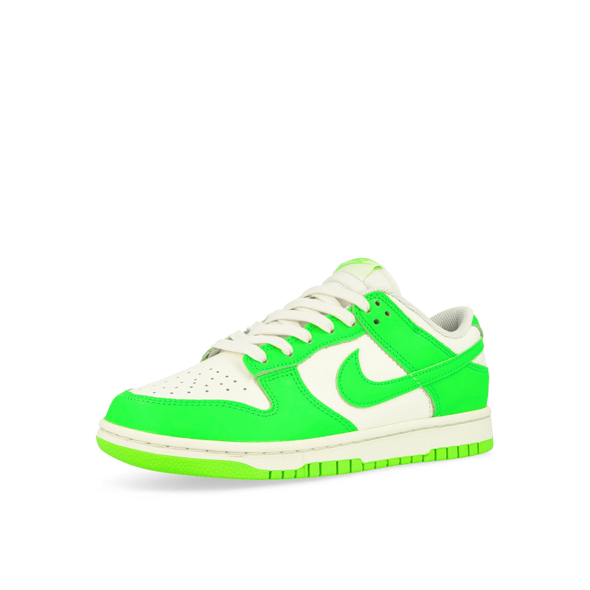 Nike W Dunk Low Sail / Green Strike Low Top Sneakers Close Up | Overkill