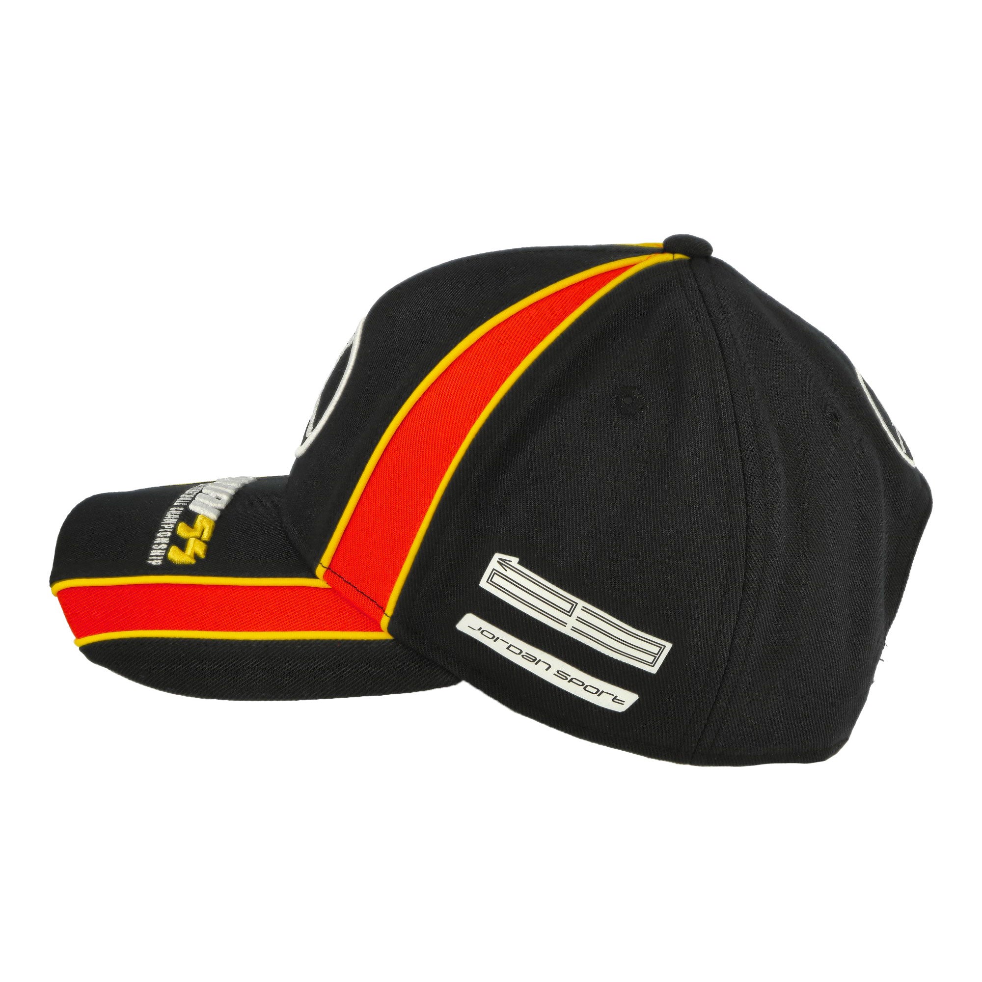 Jordan Rise Quai 54 Cap Black / Chile Red / Summit White Caps Material | Overkill