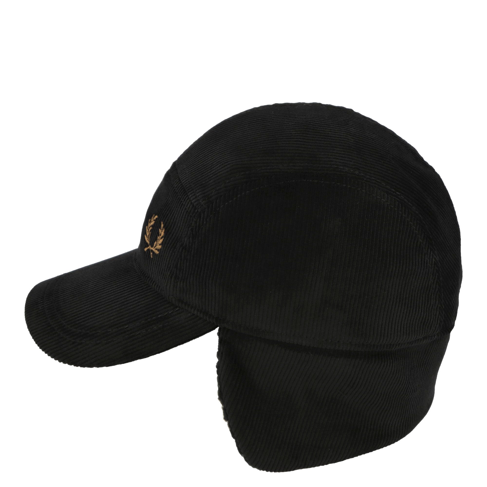 Fred Perry Corduroy Trapper Cap Black/Dark Caramel Caps Material | Overkill