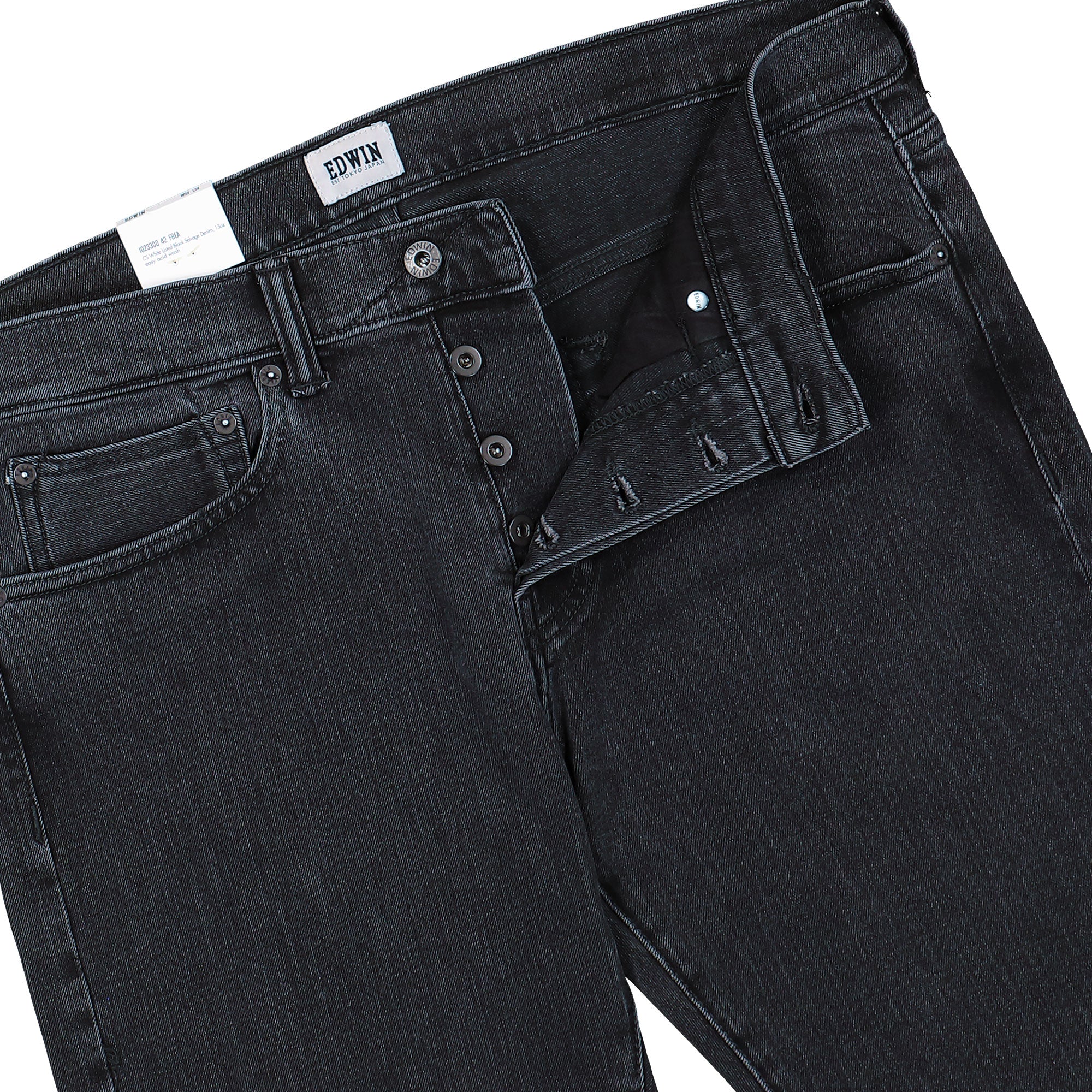 Edwin ED-80 Slim Tapered Denim Pant CS White Listed Black Selvage Denim Pants I023300.F8.EA.34 Detail View 1 | Overkill