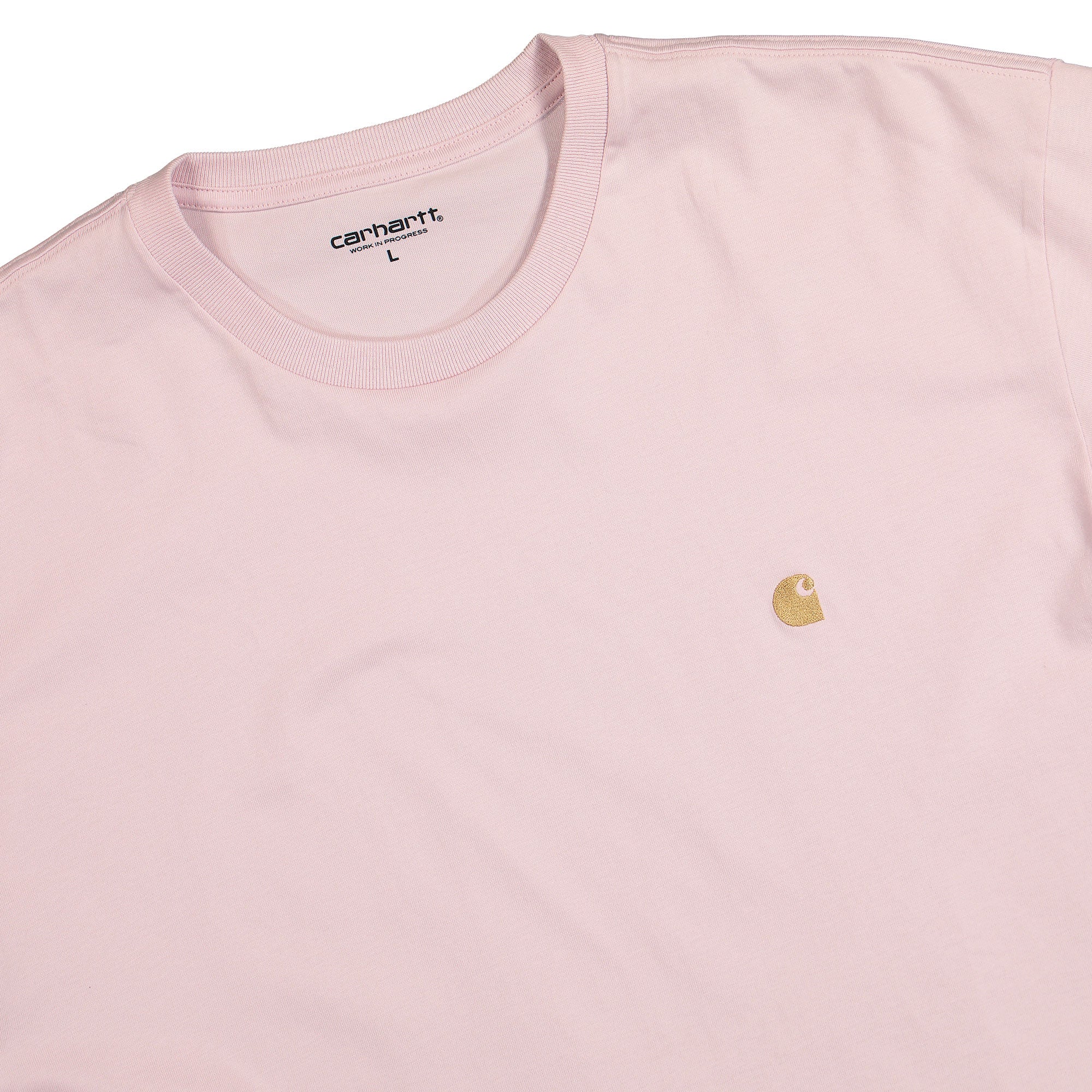 Carhartt WIP S/S Chase T-Shirt Air Pink / Gold T-Shirts Close-up | Overkill