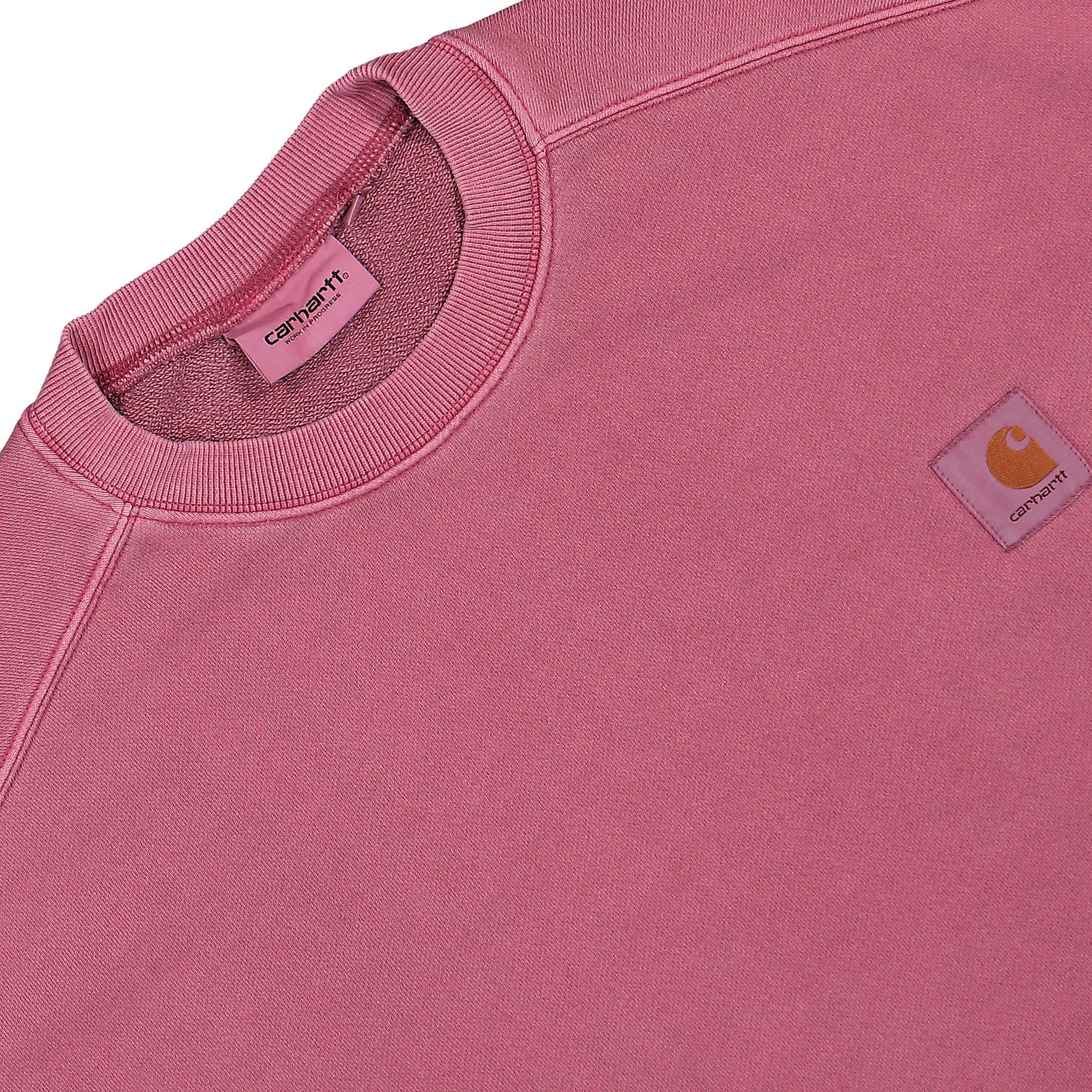 Carhartt WIP Nelson Sweatshirt Magenta Garment Dyed Sweatshirts Close-up | Overkill