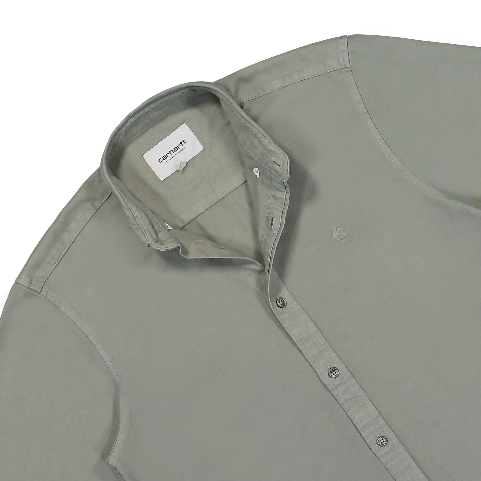Carhartt WIP L/S Bolton Shirt Smoke Green Shirts Close-up | Overkill