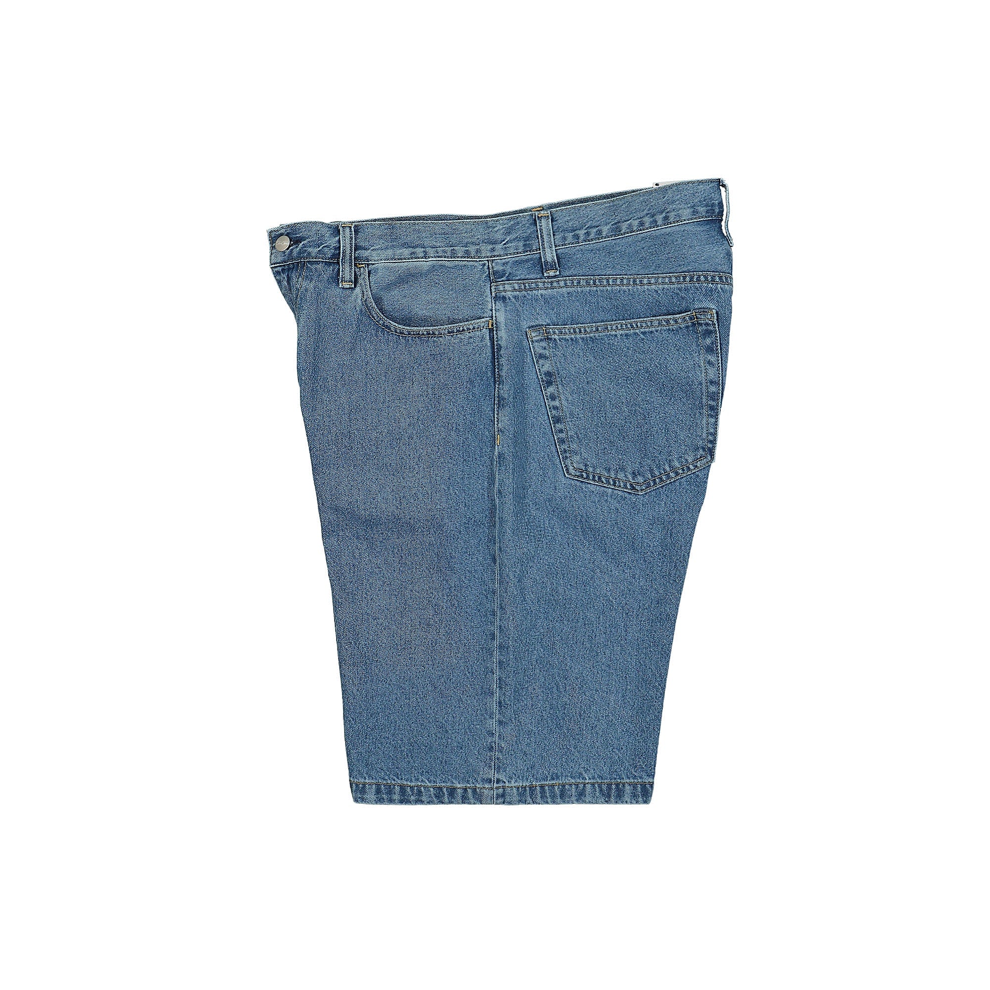 Carhartt WIP Landon Short Robertson Blue Heavy Stone Wash Shorts Close-up | Overkill