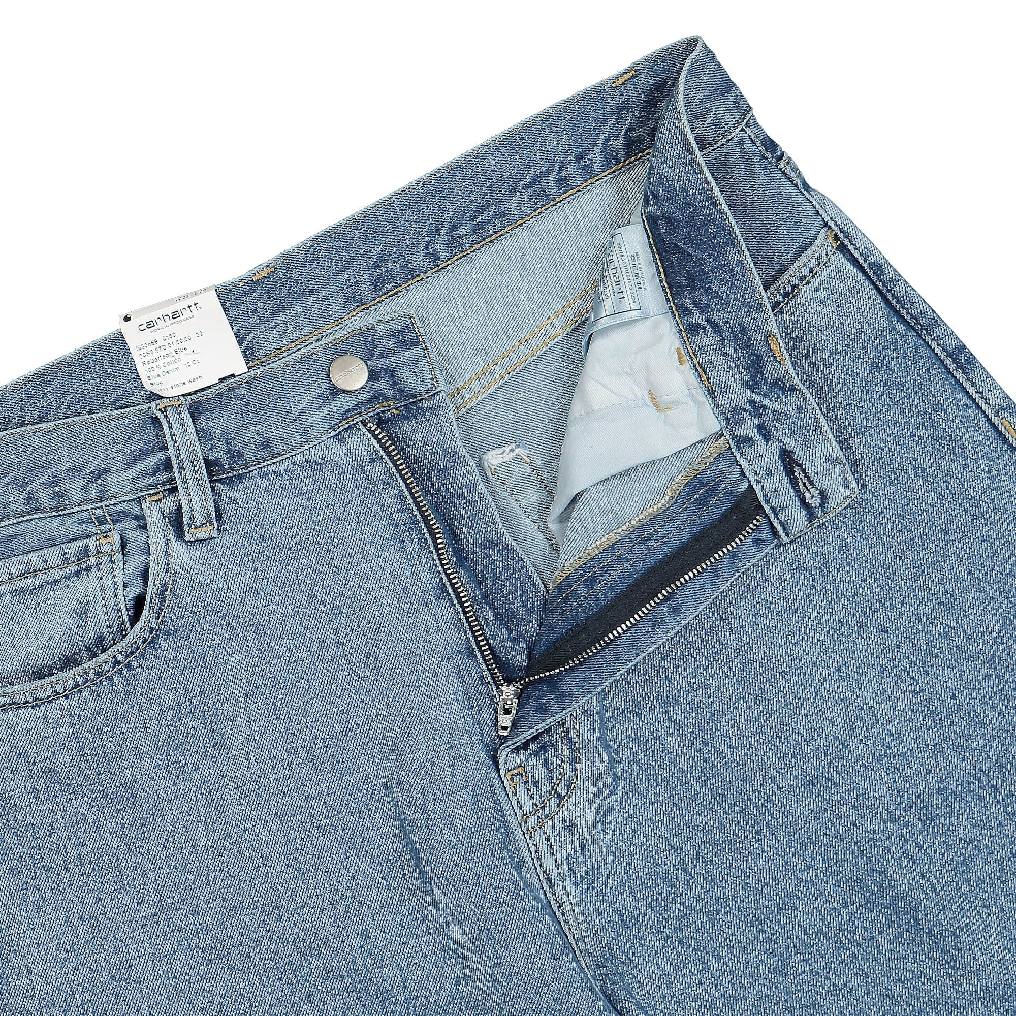 Carhartt WIP Landon Short Robertson Blue Heavy Stone Wash Shorts Detailfoto | Overkill