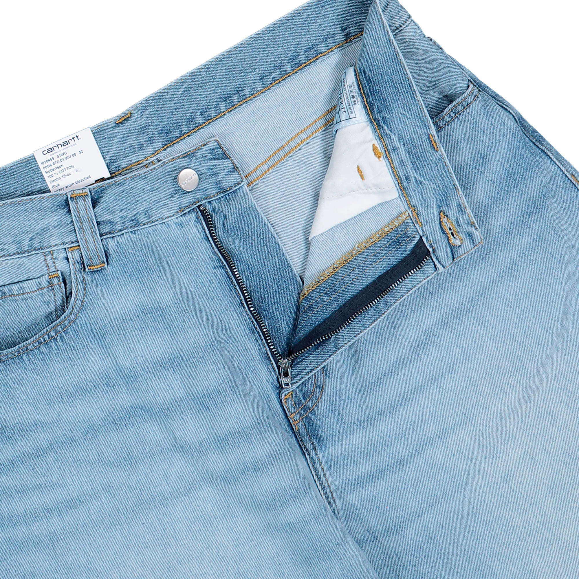 Carhartt WIP Landon Short Blue Heavy Worn Bleached Shorts I030469.01.WU.00 Detail View 1 | Overkill
