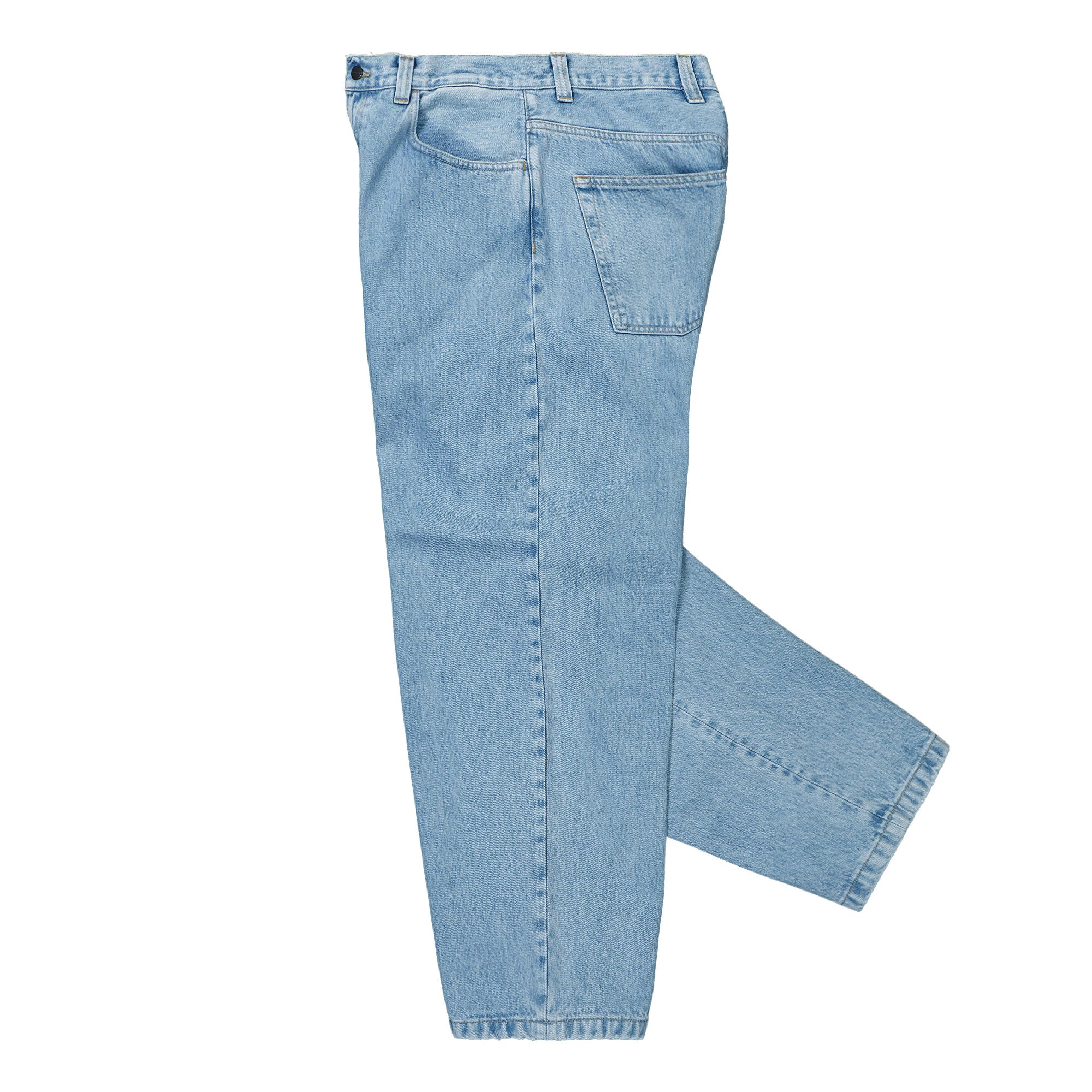 Carhartt WIP Brandon Pant Blue Heavy Stone Bleached Jeans Close-up | Overkill