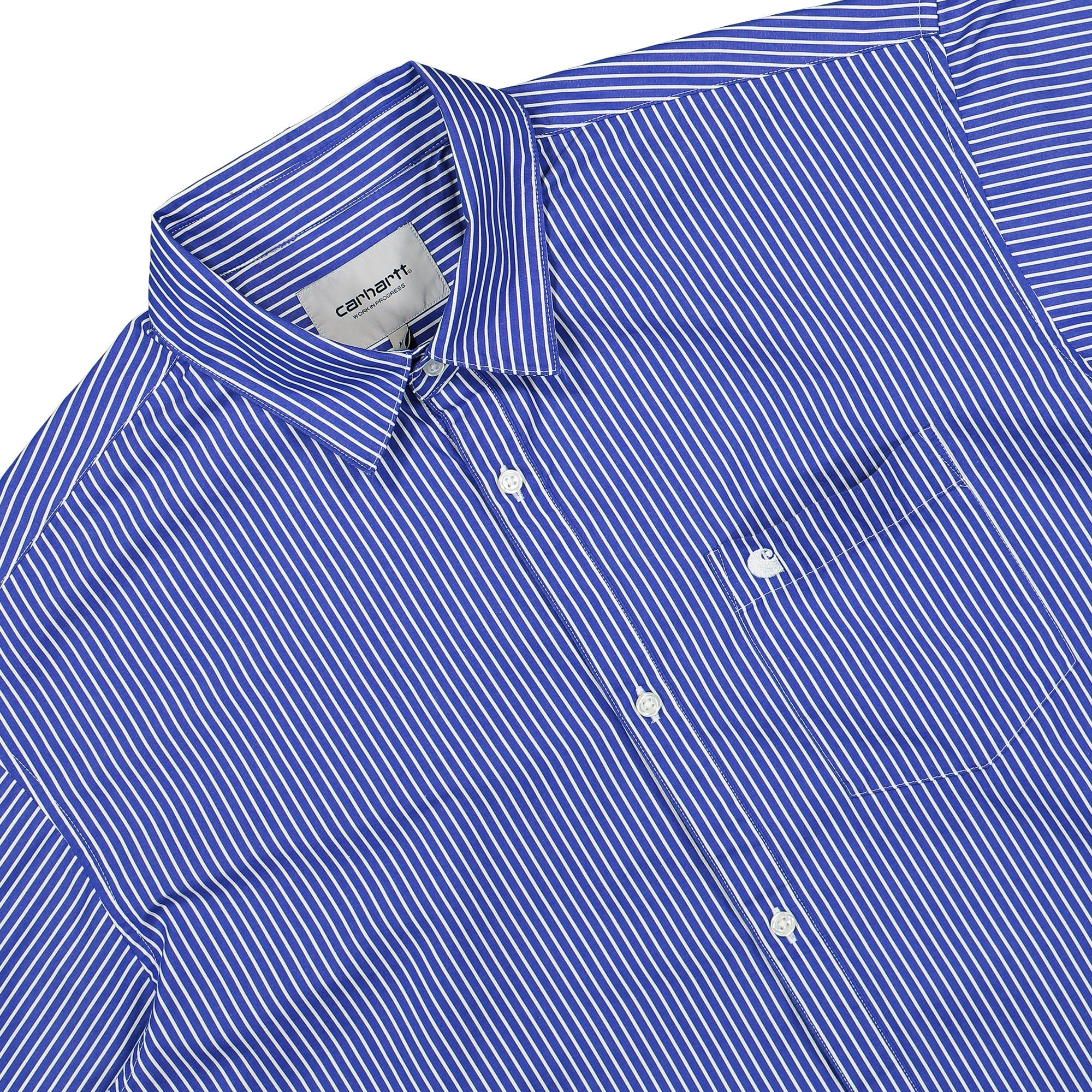 Carhartt WIP L/S Drake Shirt Drake Stripe, Lazurite / White Shirts Detailfoto | Overkill